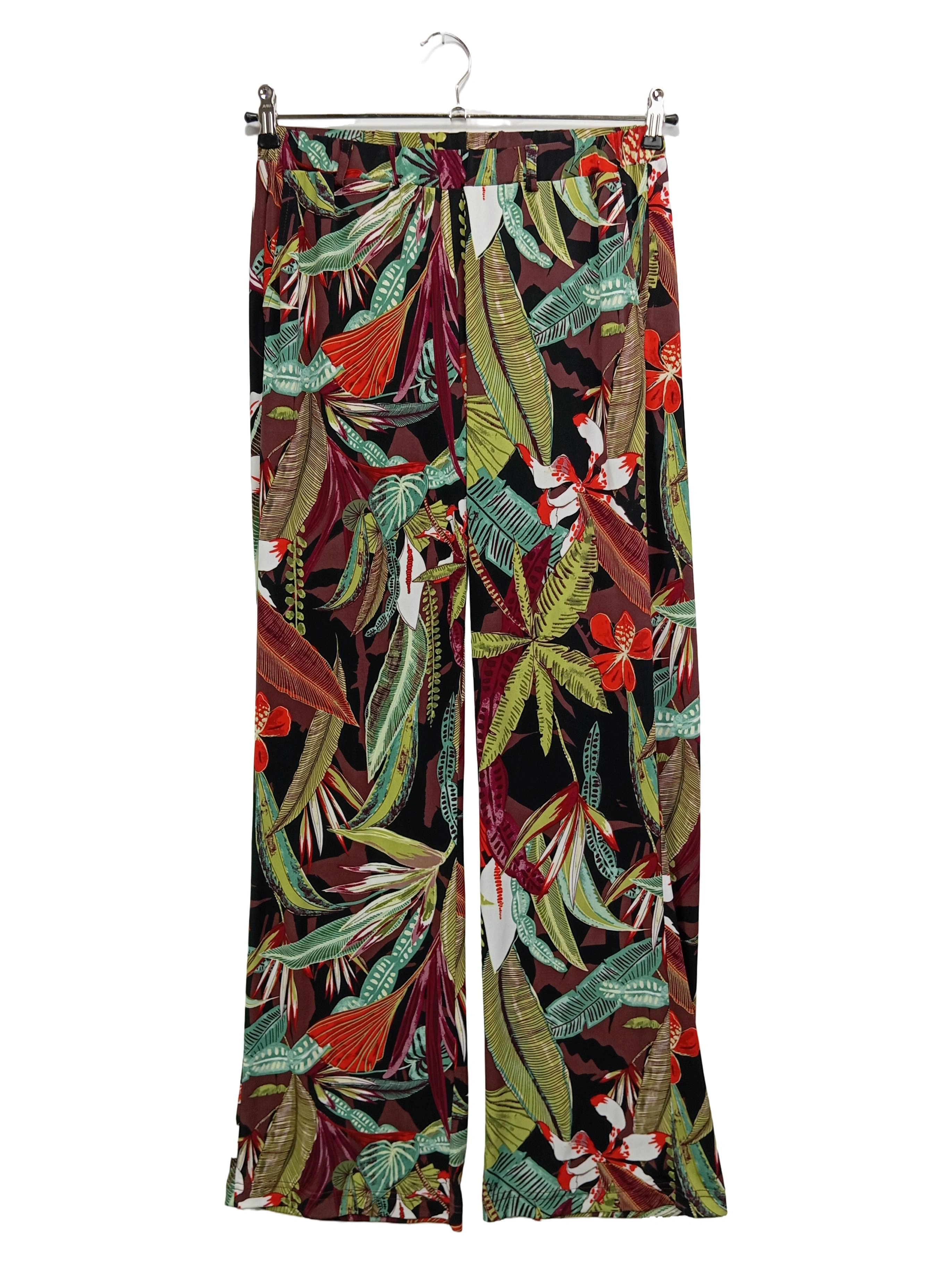 COUTURE LINE Damen Stoffhose Gr. 34 XS Mehrfarbig Tropisches Blumenmuster 1