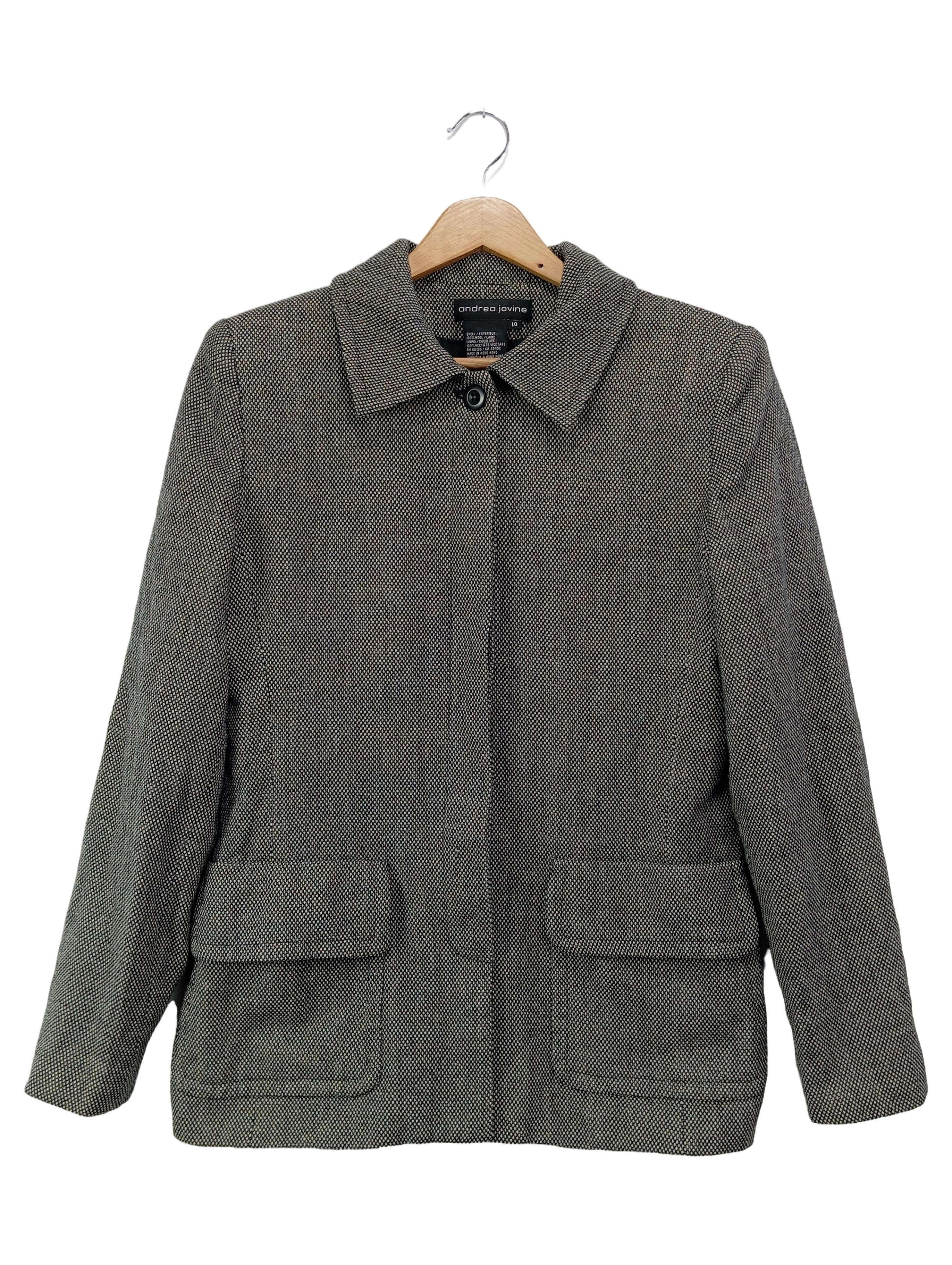 ANDREA JOVINE Damen Blazer Gr. 38/M Grau Wolle Klassisch Elegant Business 1
