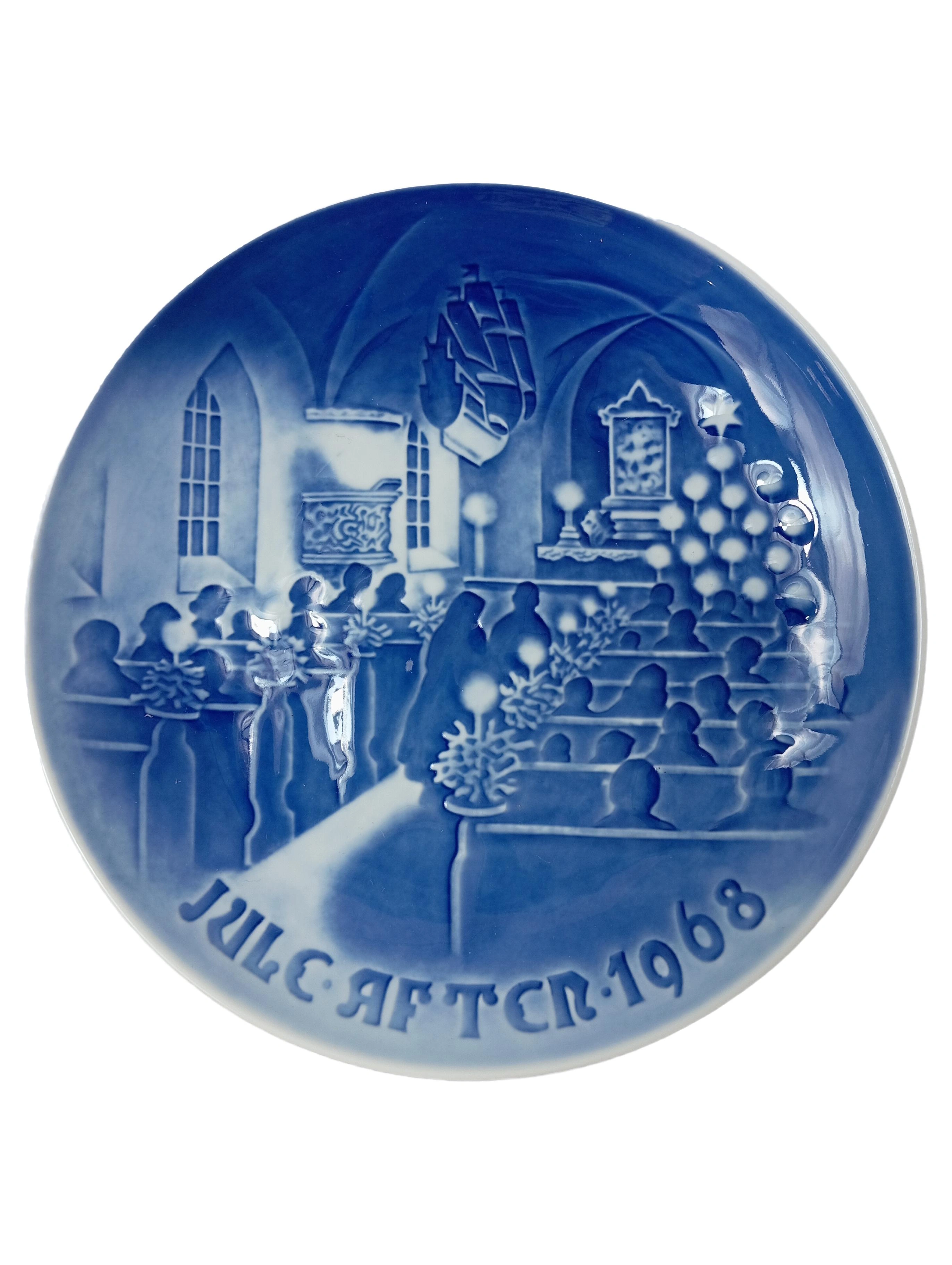 B&G COPENHAGEN PORCELAIN Wandteller Juleaften 1968 Blau Klassisch 18cm 1