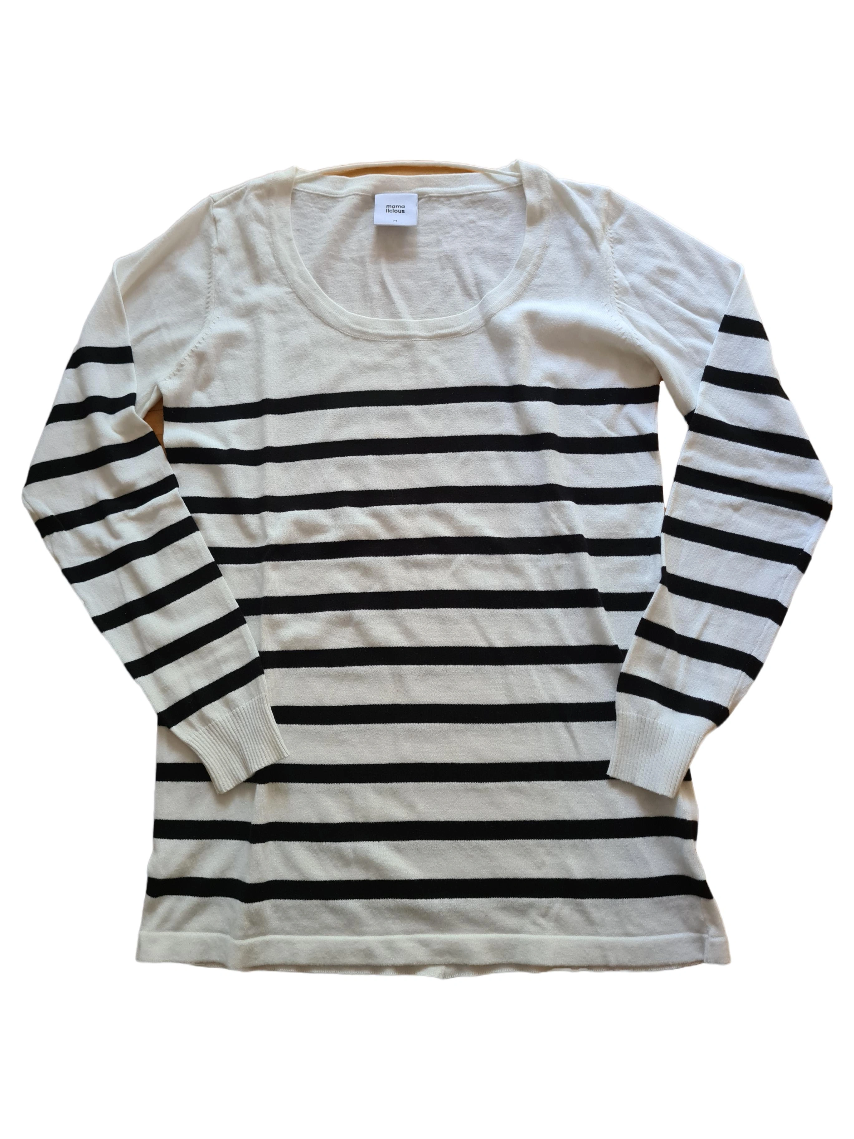 Mamalicious Umstandsshirt Damen Gr. 38/M Weiß Schwarz Gestreift Langarm 1
