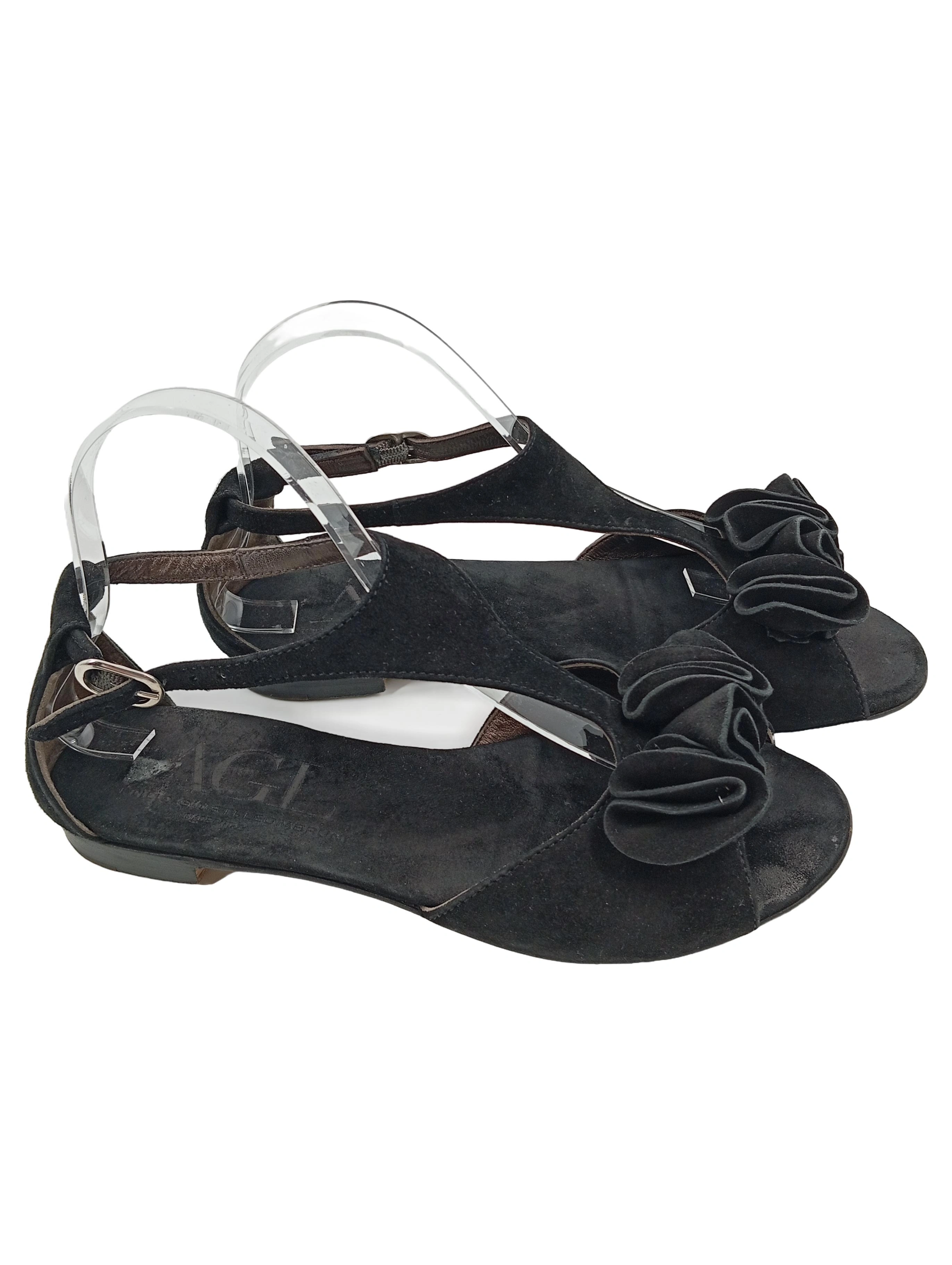 AGL ATTILIO GIUSTI LEOMBRUNI Sandaletten Damen 38.5 Schwarz Wildleder Elegant 1