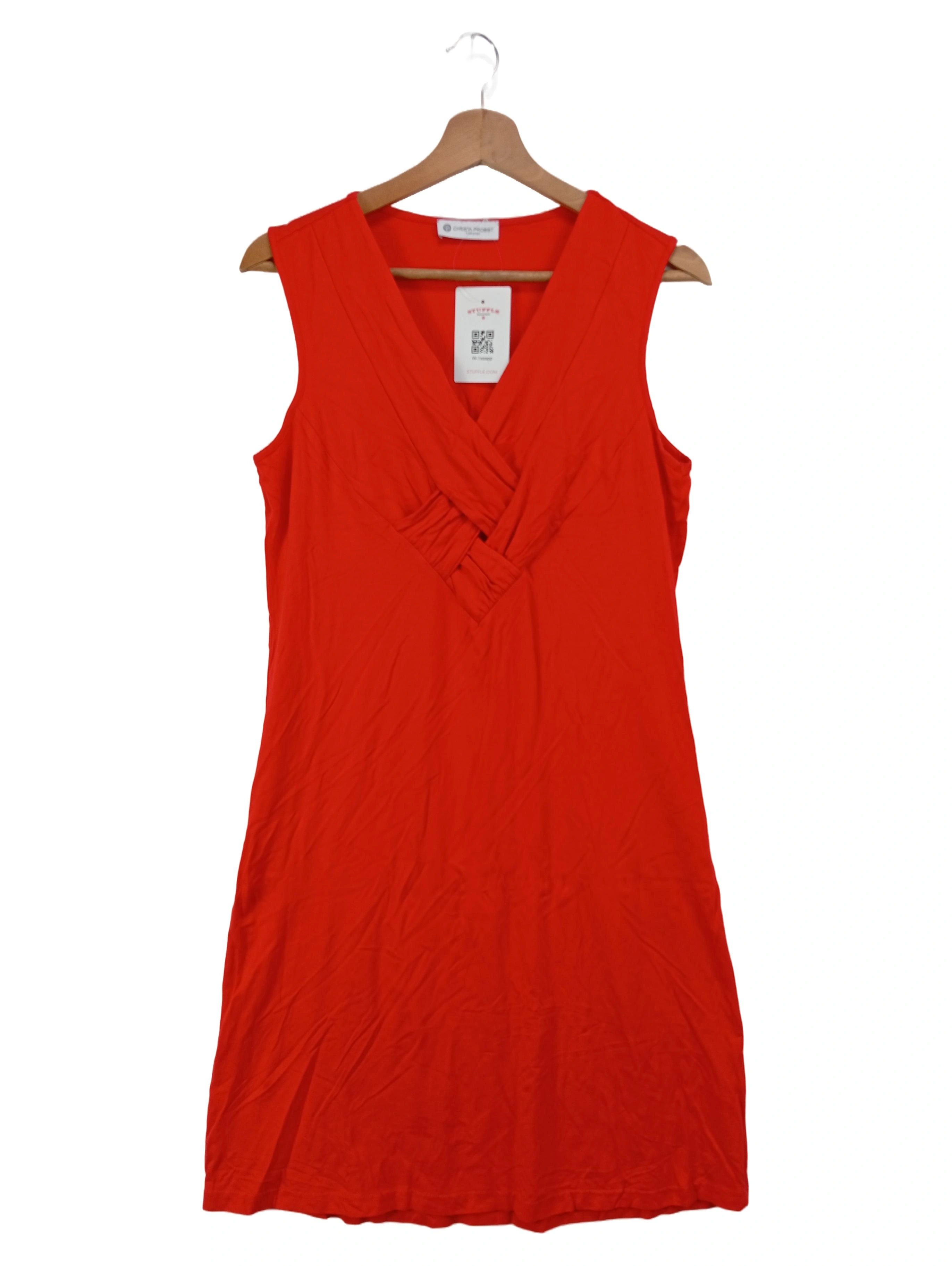 CHRISTA PROBST Freizeitkleid Damen Rot Gr. 38 M Midikleid Viskose Elegant 1