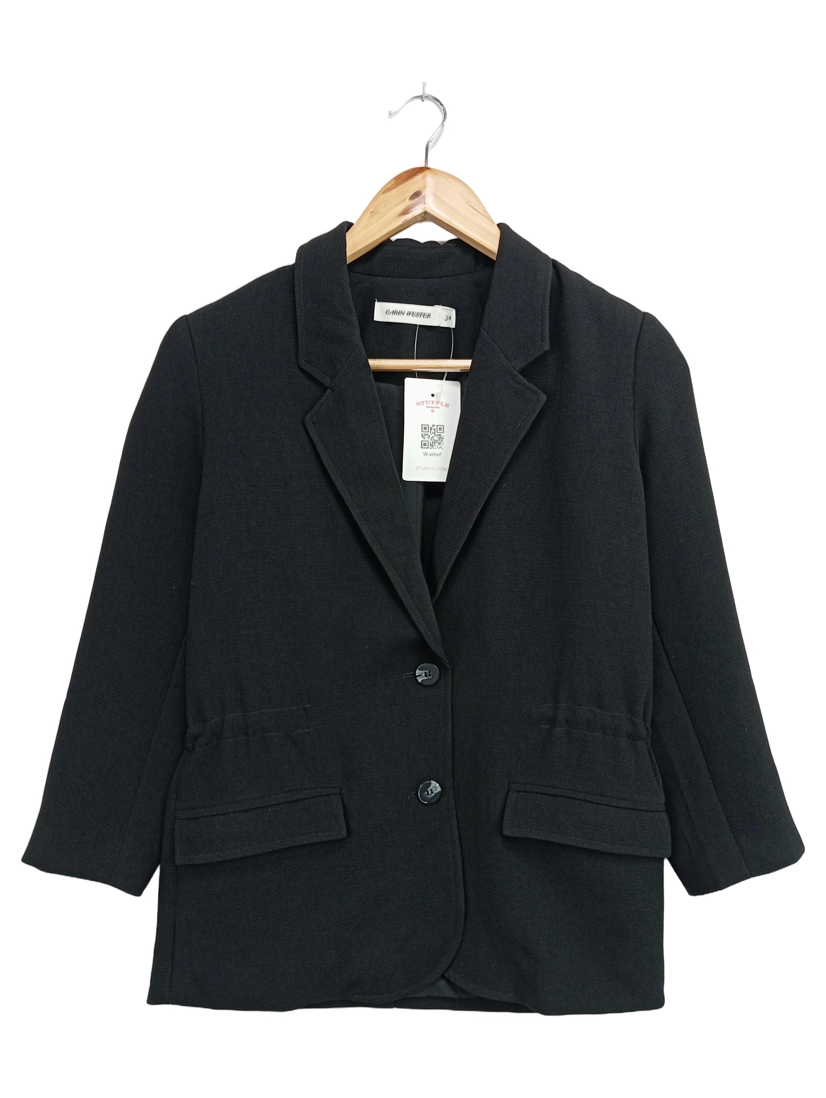 CARIN WESTER Damen Blazer Gr. 34/XS Schwarz Klassisch Business Elegant 1