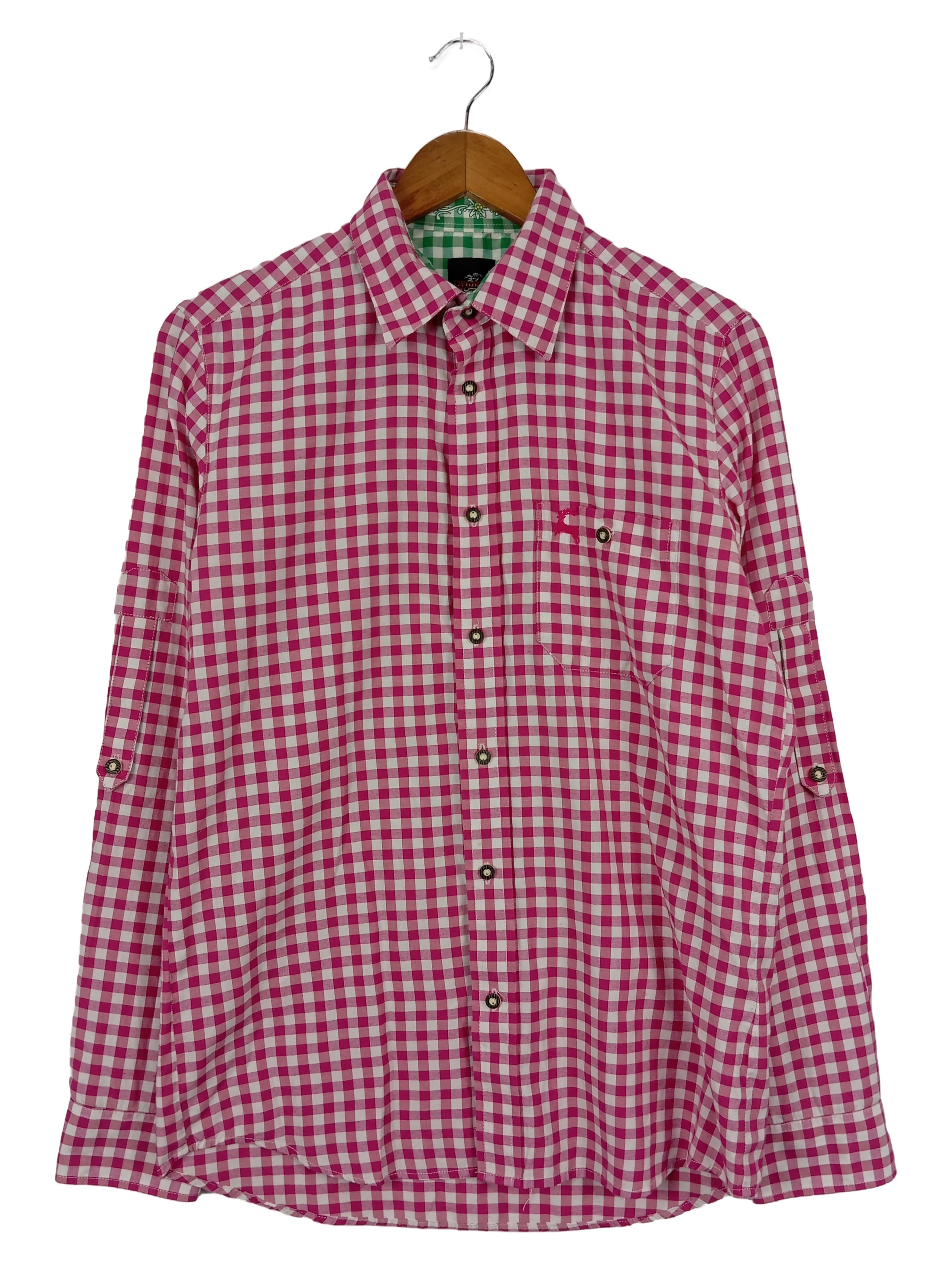 STOCKERPOINT Trachtenhemd Herren 46/S Pink Kariert Langarm Klassisch 1