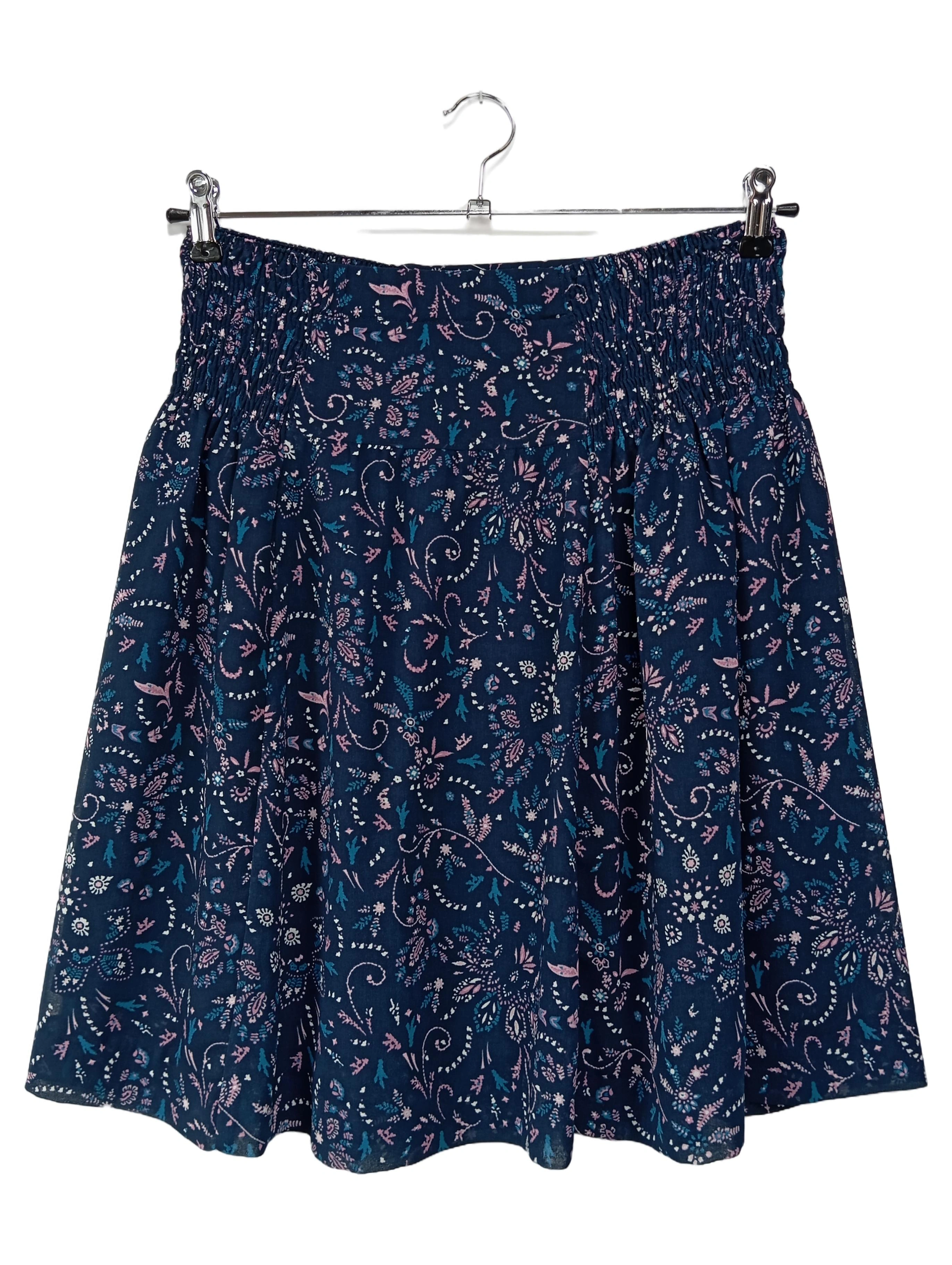 Caroll Damen Faltenrock Gr. 36/S Blau Floral Muster Elegant Bohemian Midi 1