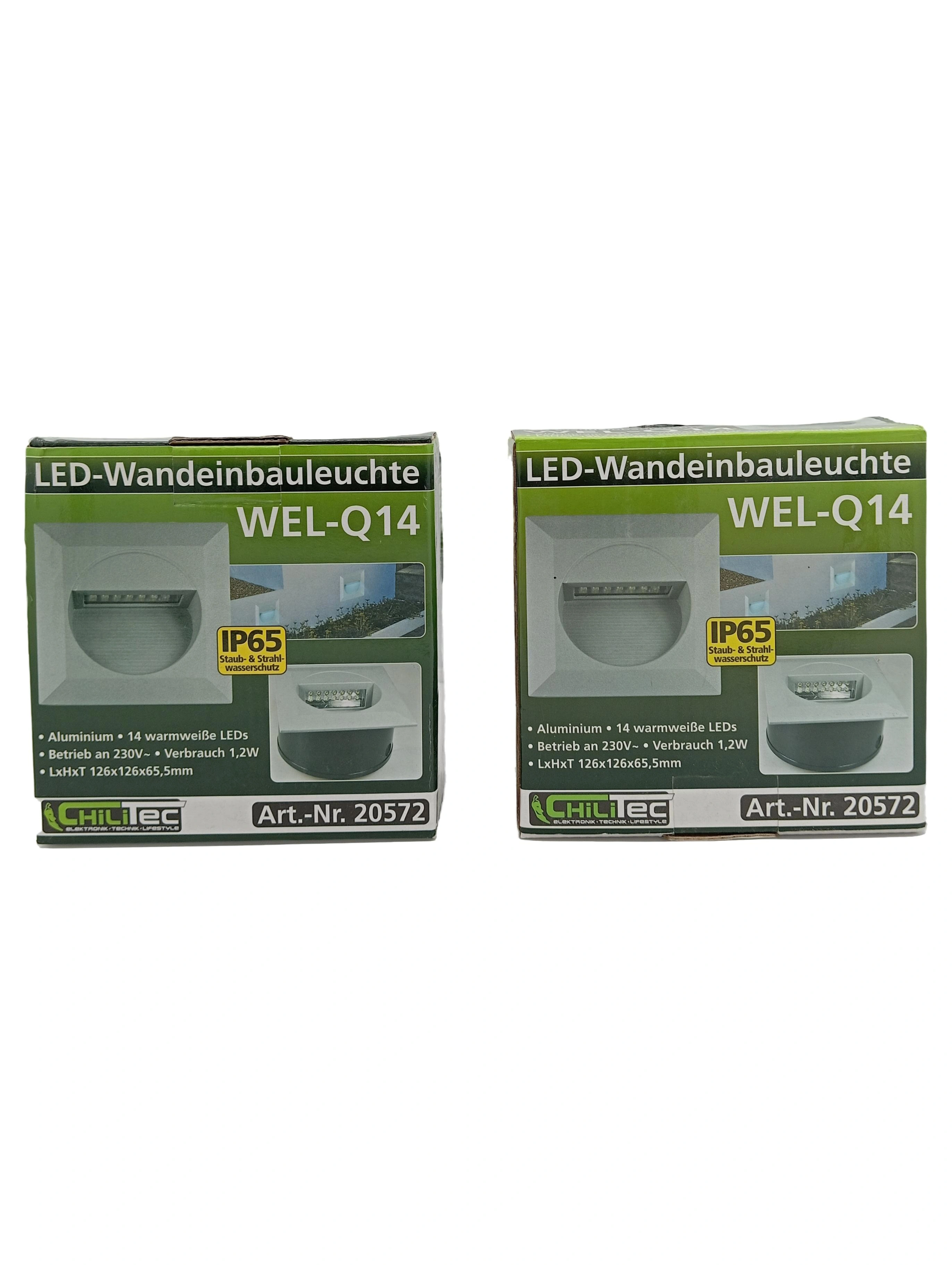 Chilitec LED Wandeinbauleuchte WEL-Q14 Grau Aluminium IP65 Aussenleuchte Modern 1