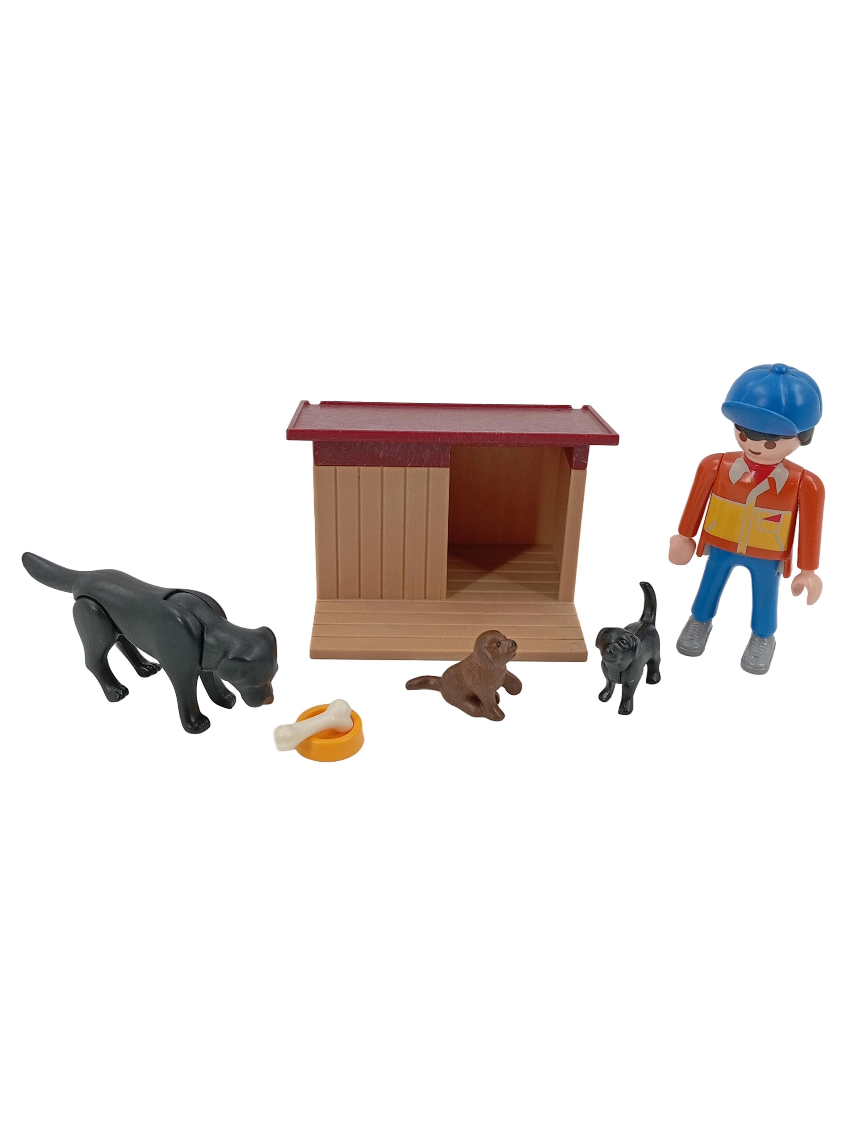 PLAYMOBIL Spielfiguren-Set Junge mit Hunden Hundehütte Futternapf Mehrfarbig 1