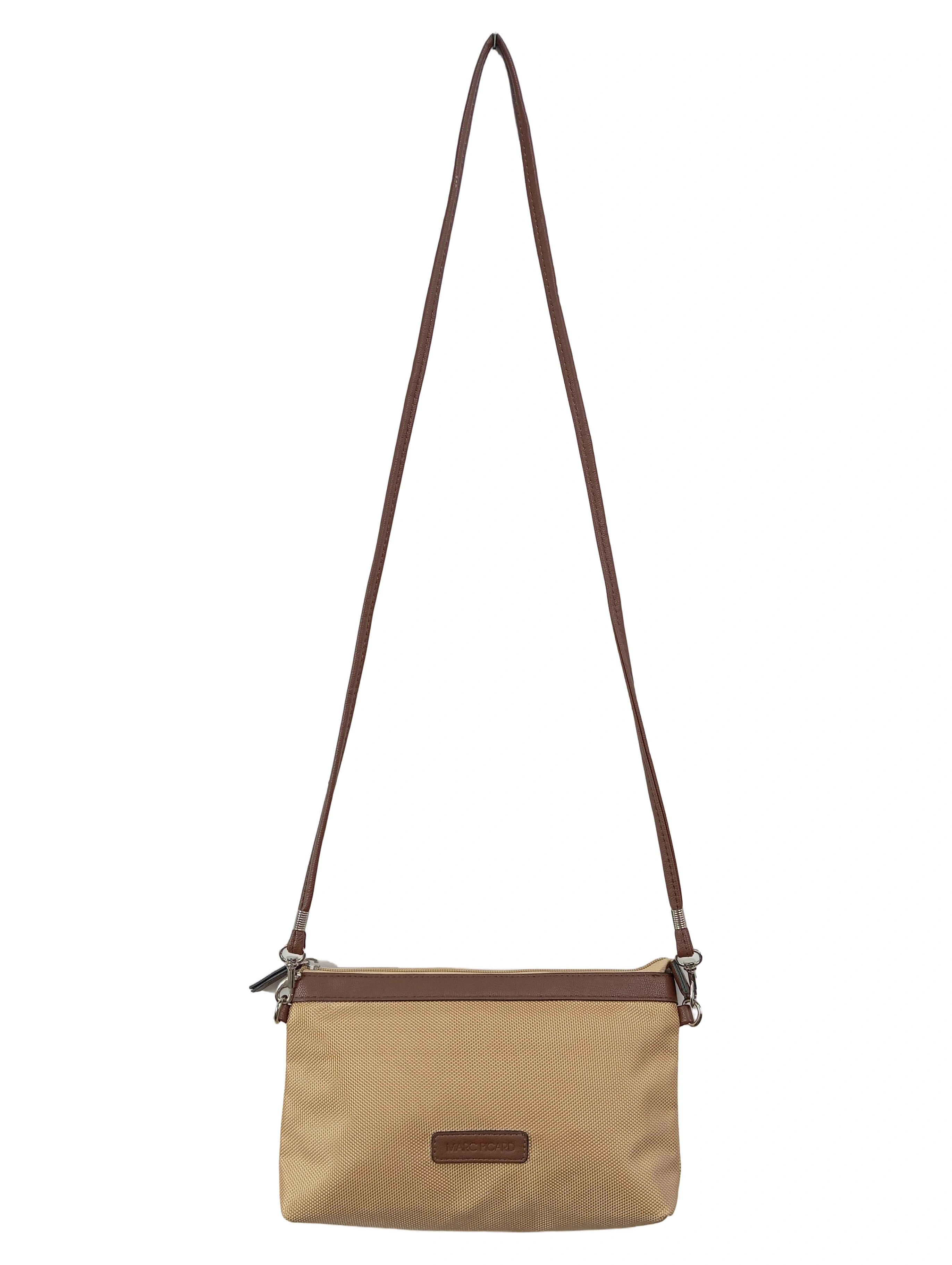 MARC PICARD Damen Umhängetasche Braun Klassisch Elegant Polyester 1
