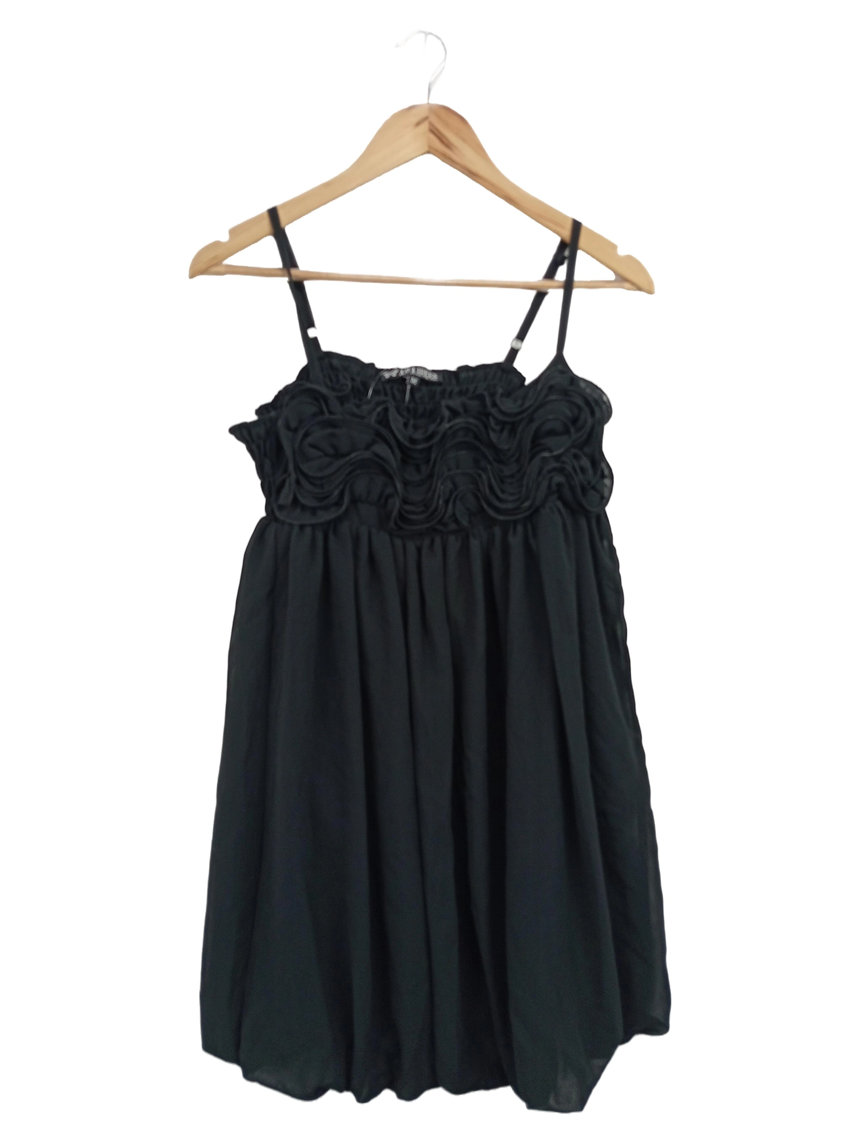 101 IDéES Damen Freizeitkleid Gr. 38/M Schwarz Elegant Rüschen 1