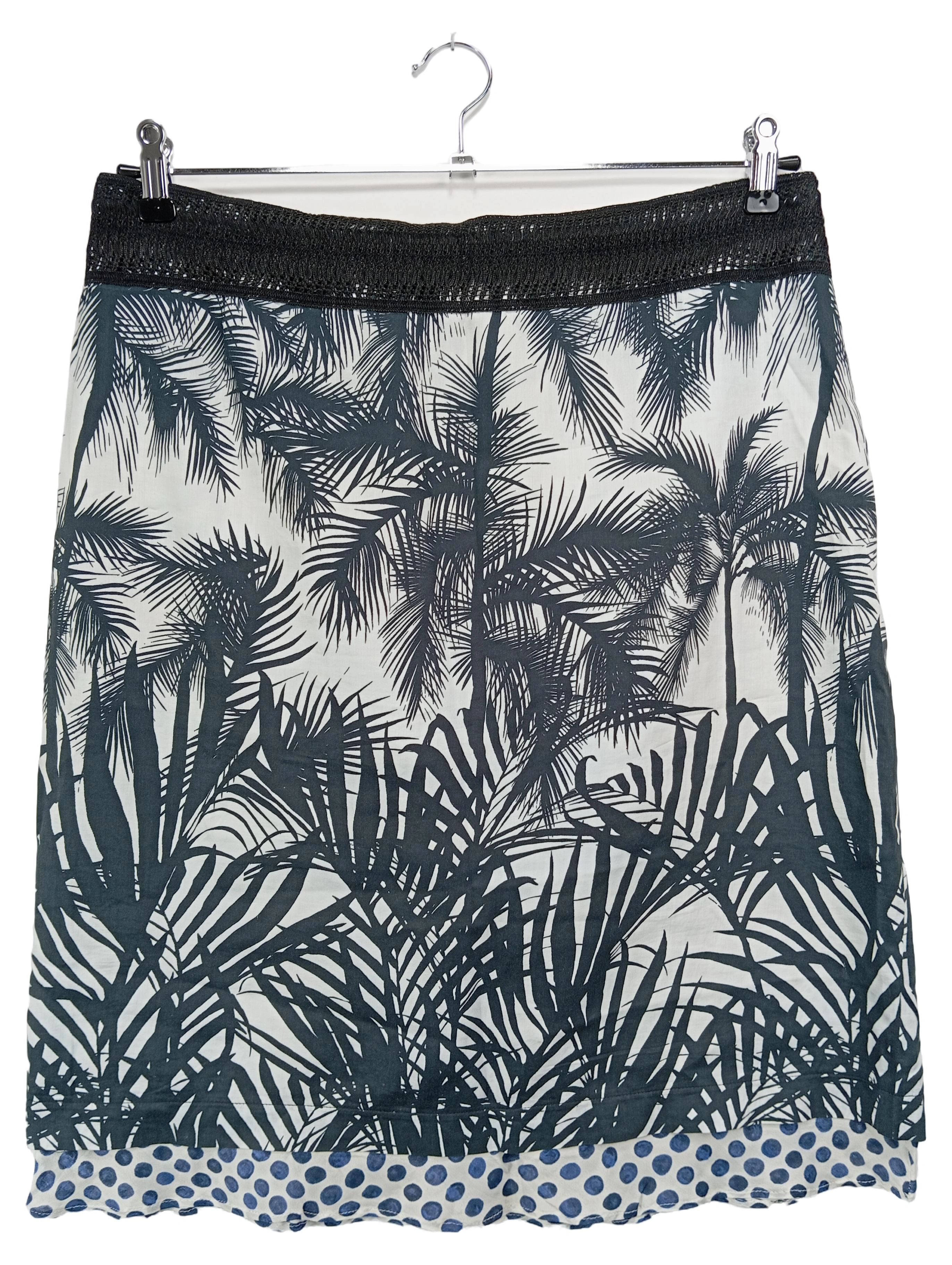 EVELIN BRANDT Damen Wickelrock 40;L Blau Palmenmuster Punkte Bohemian Sommer 1