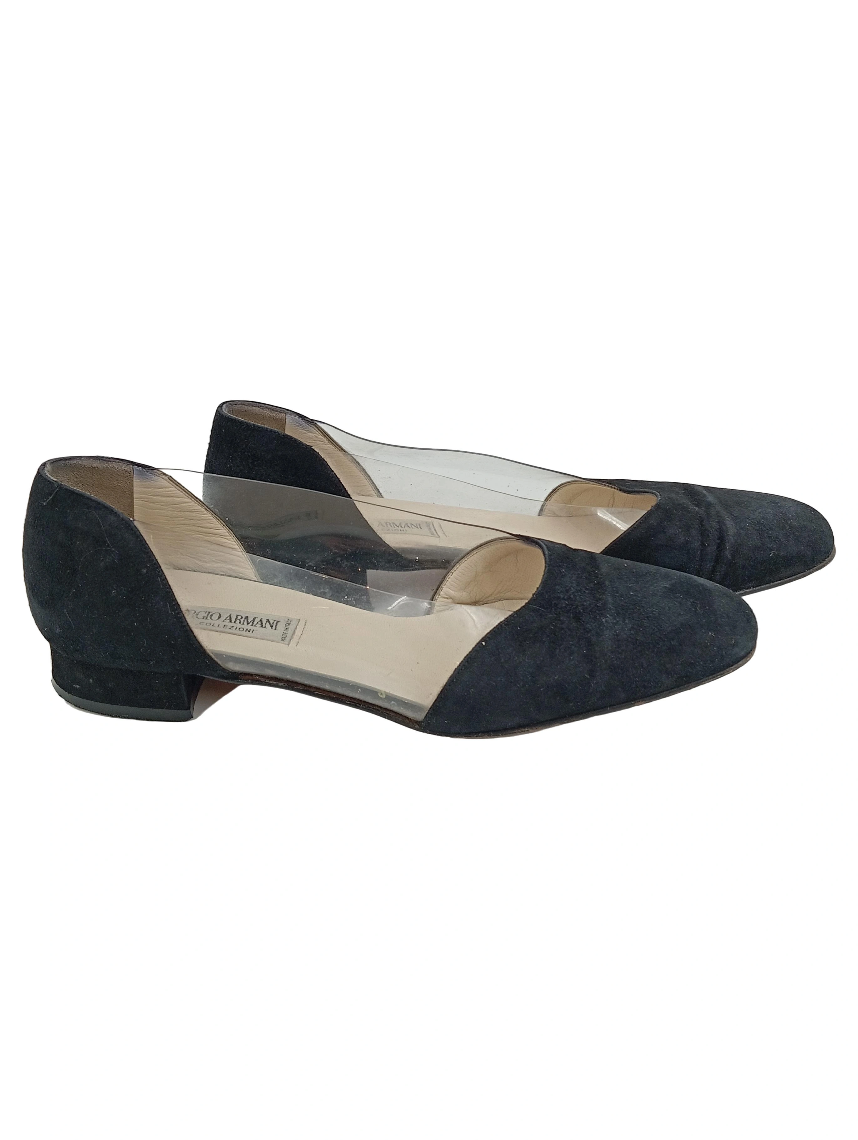 GIORGIO ARMANI Ballerinas Damen 36.5 Schwarz Elegant Transparente Seiten 1