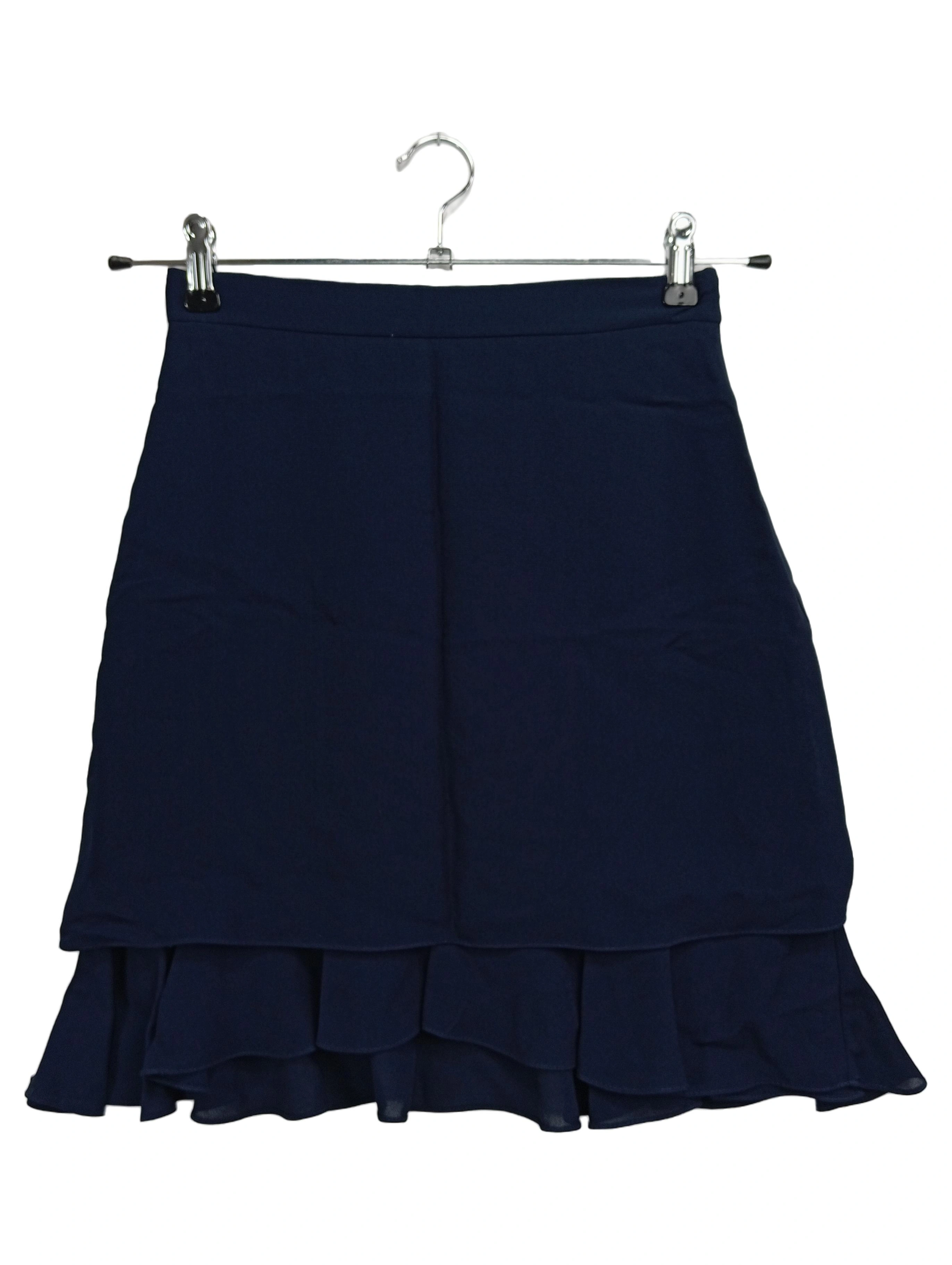 CARVEN Minirock Damen 36/S Dunkelblau Elegant Rüschen Polyester 1
