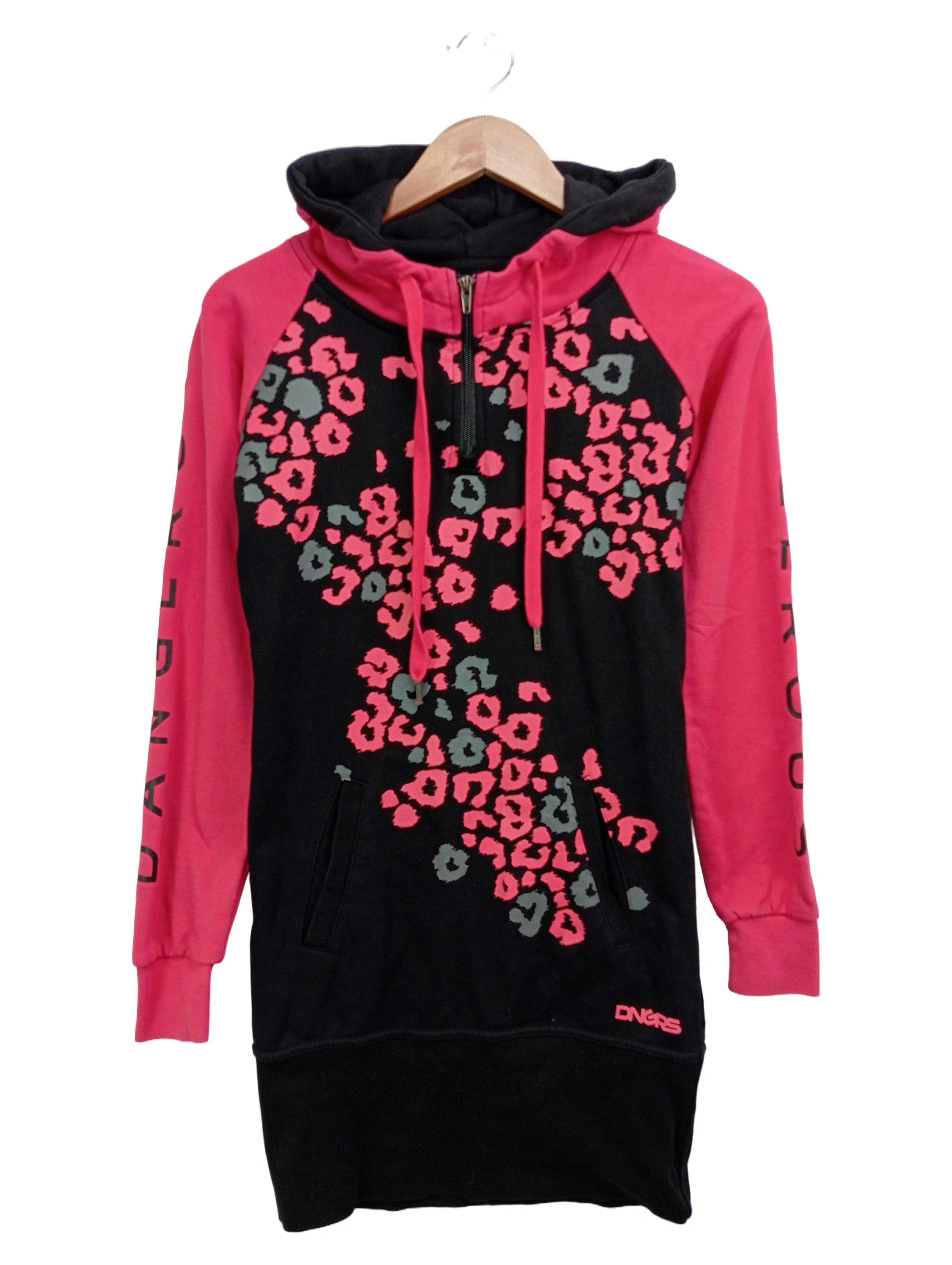 DNGRS Damen Kapuzenpullover XS/34 Schwarz Pink Tiermotiv Streetwear Hoodie 1