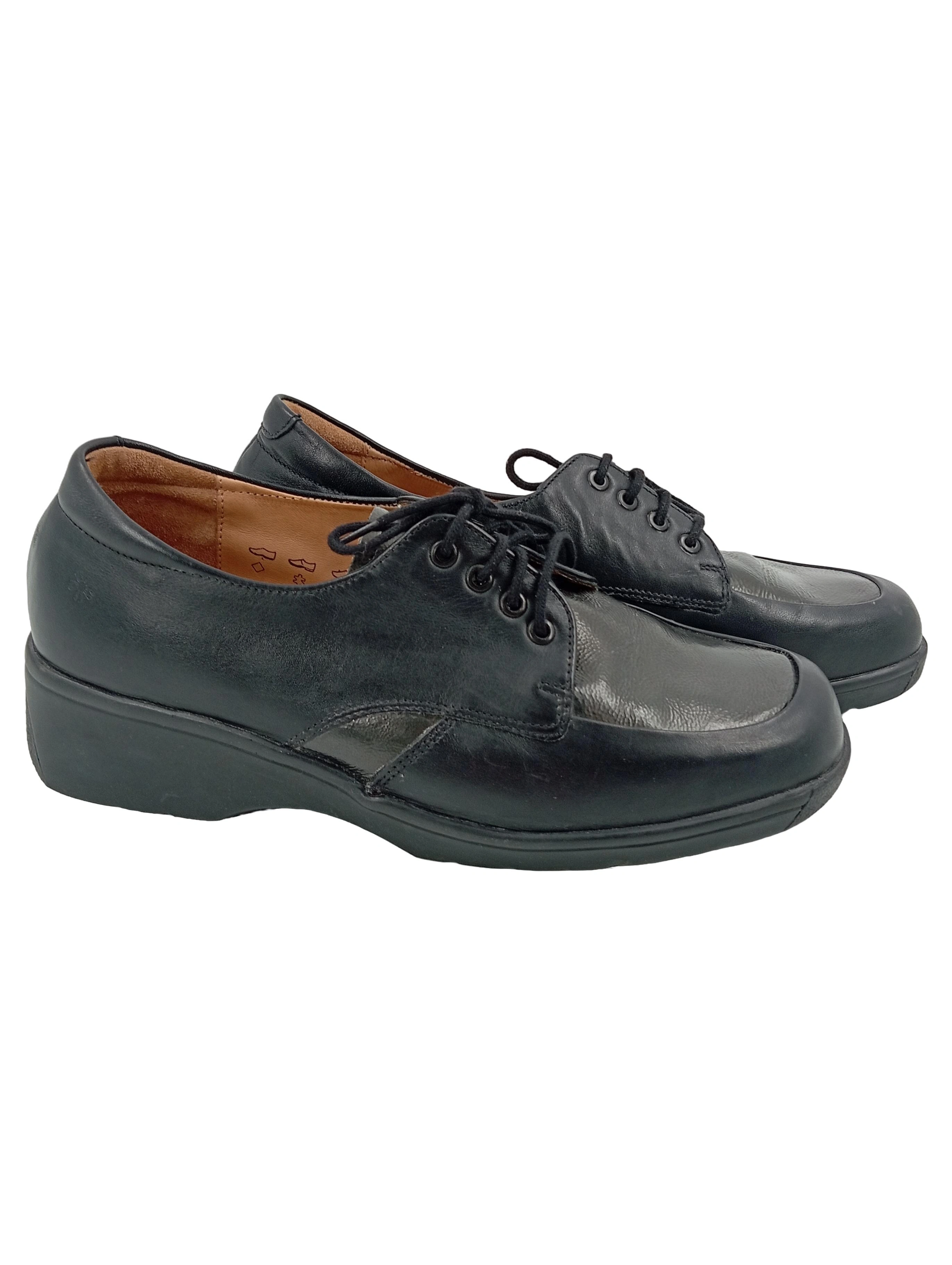 GANTER Damen Schnürschuhe Gr. 38.5 Schwarz Klassisch Komfortabel Leder 1
