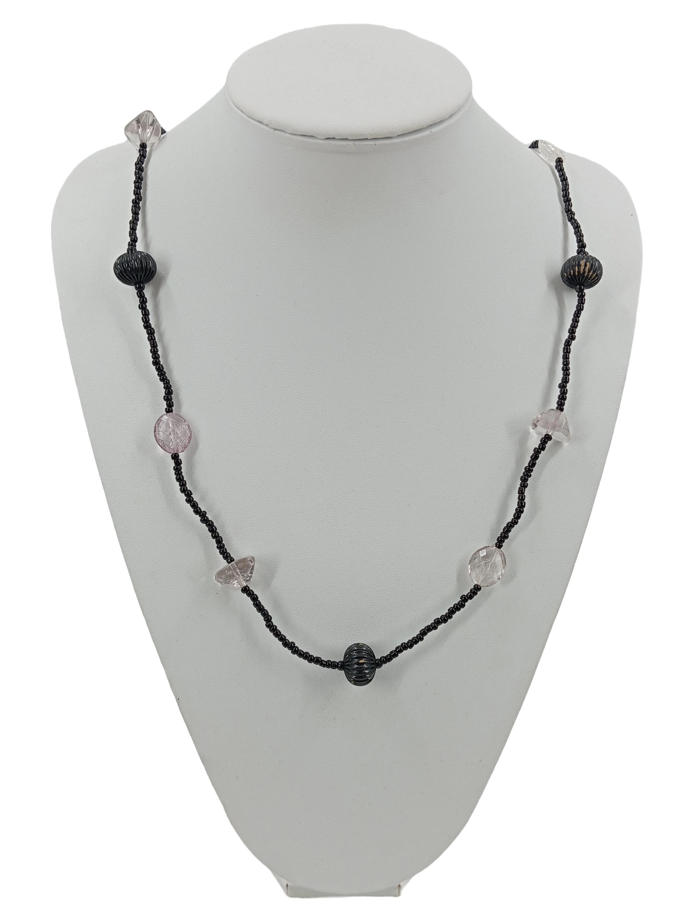 ESPRIT Halskette Damen Schwarz Elegant Perlen Metall 90cm Kette Modeschmuck 1