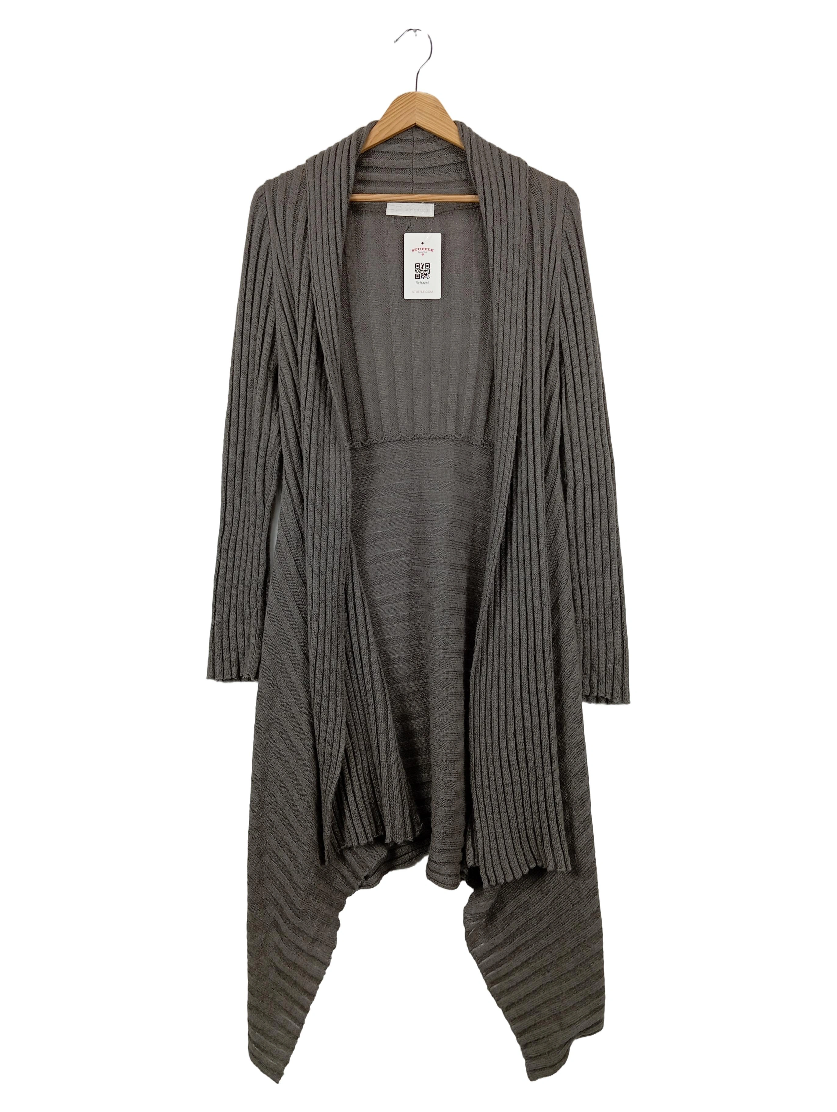 SABATIER Damen Strickjacke Grau XS Rippstrick Elegant 1