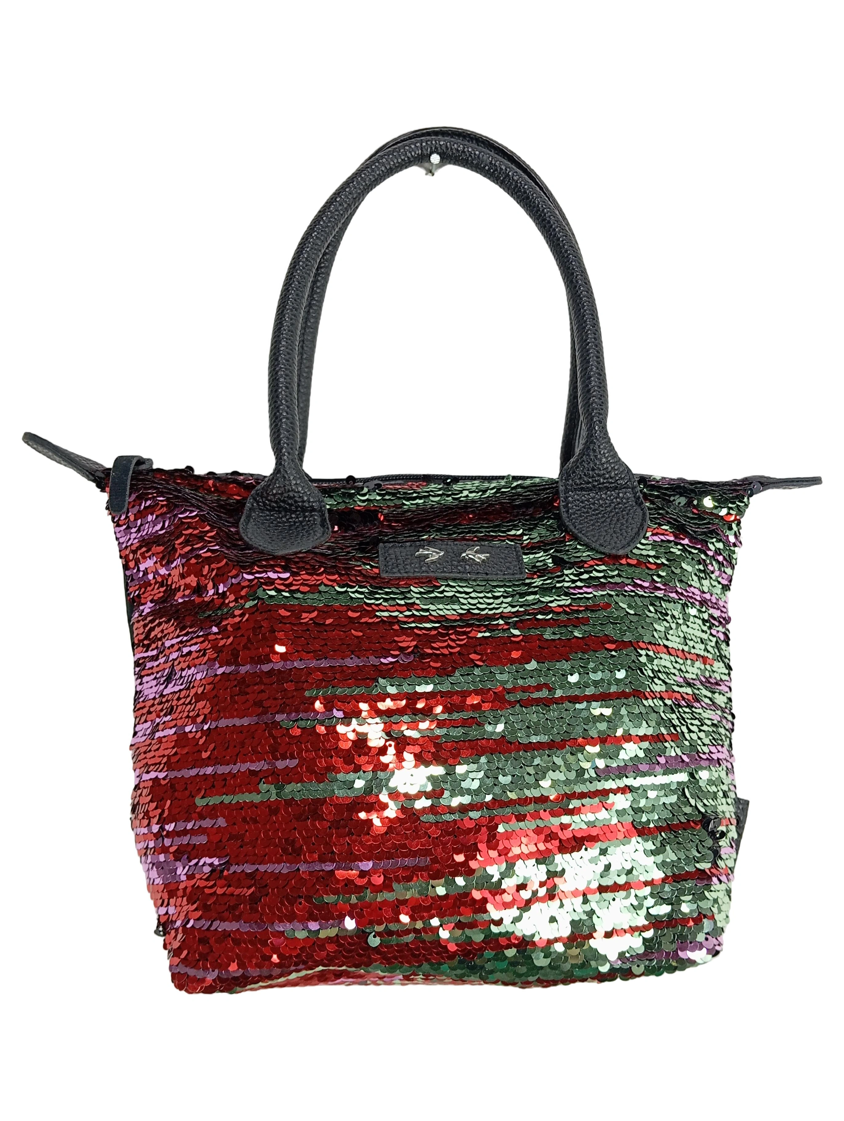Depesche TRENDS Damen Henkeltasche Pailletten Mehrfarbig Glamourös Reversible 1