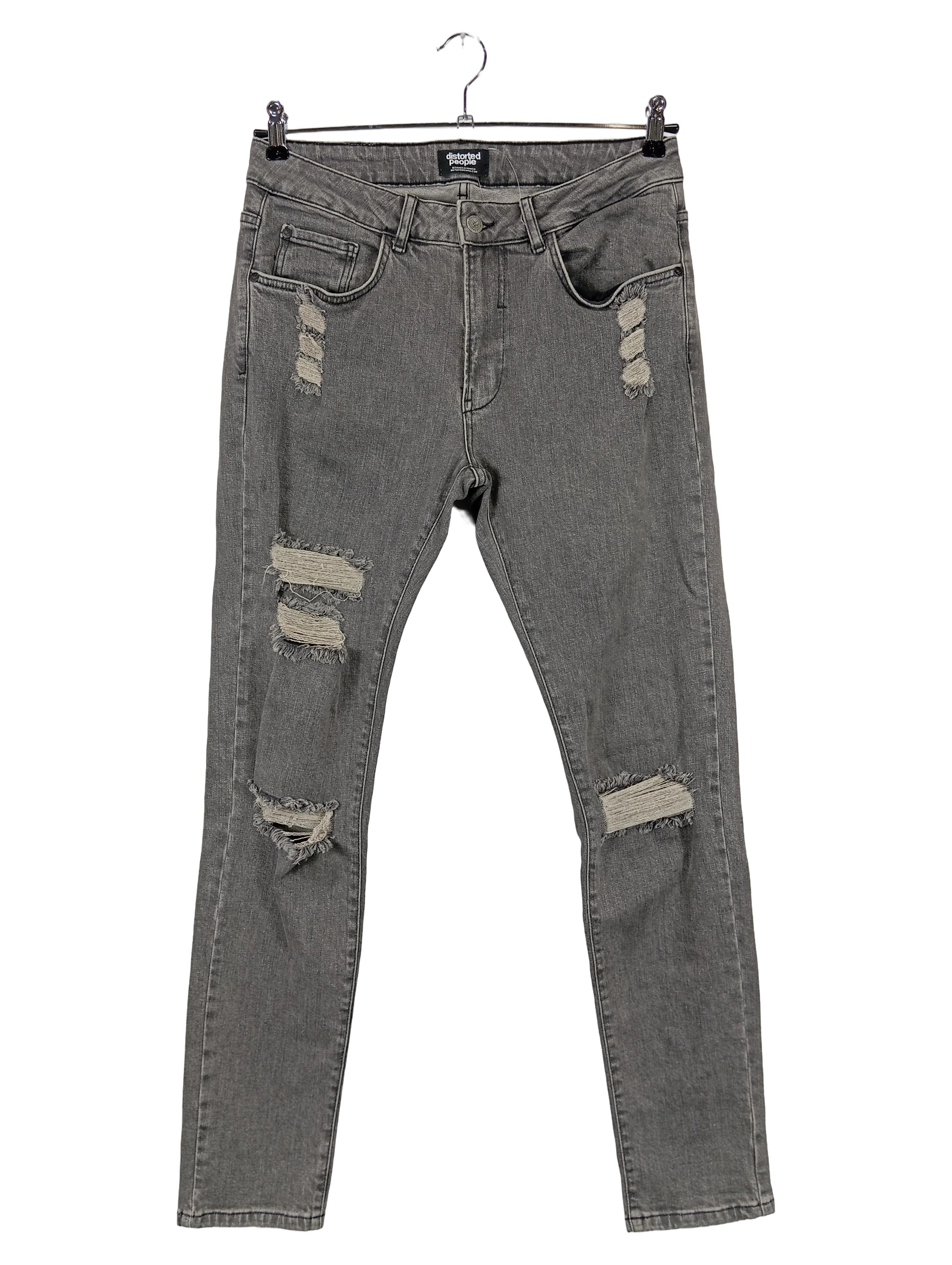 DISTORTED PEOPLE Damen Destroyed Jeans W31/L32 Grau Casual 1