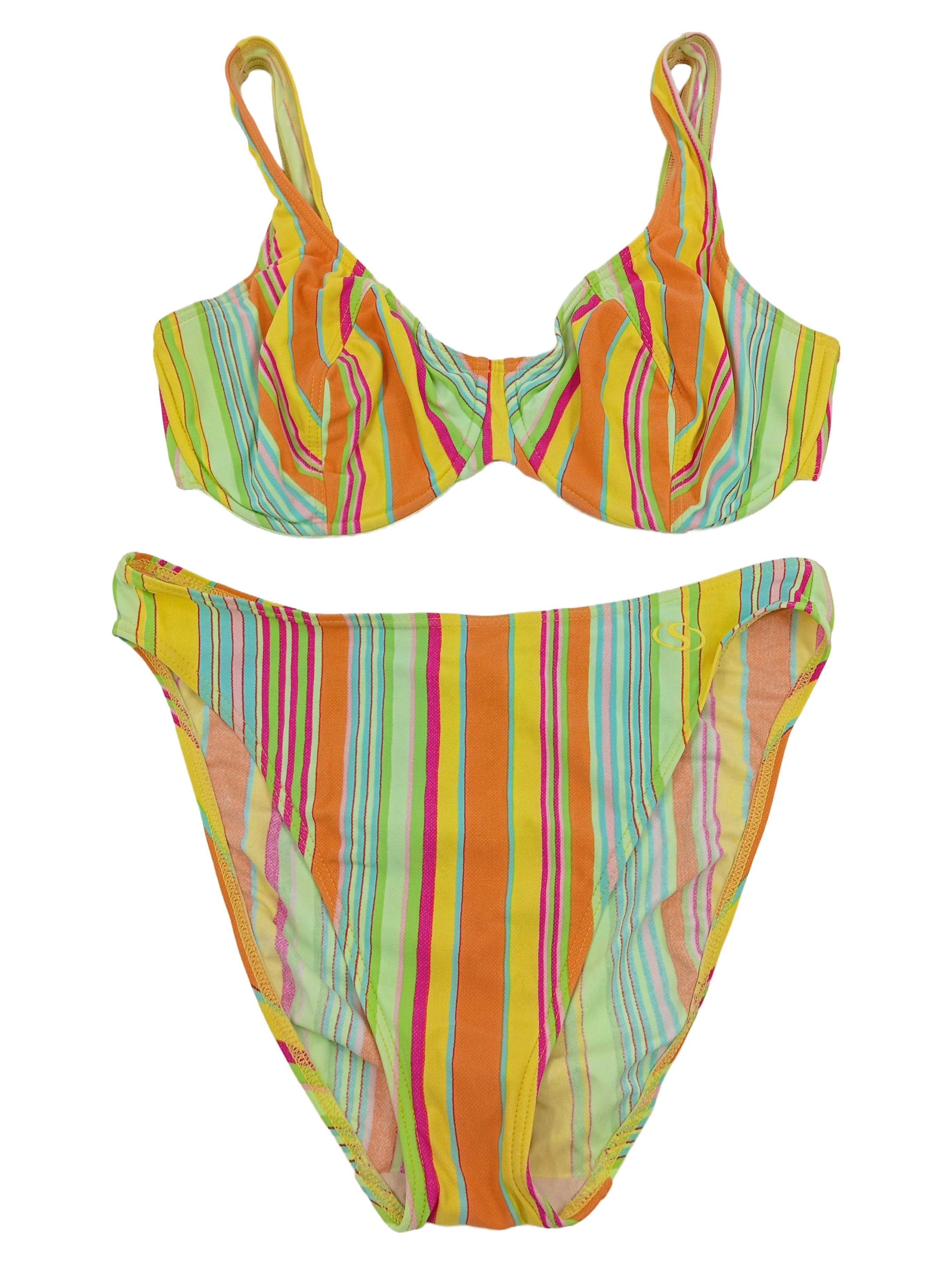 ANITA Damen Bikini Gr. 40 Mehrfarbig Streifen Farbenfroh 1