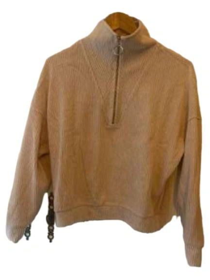 COTTON CLUB Pullover Herren M/38 Beige Rippstrick Half-Zip Casual 1