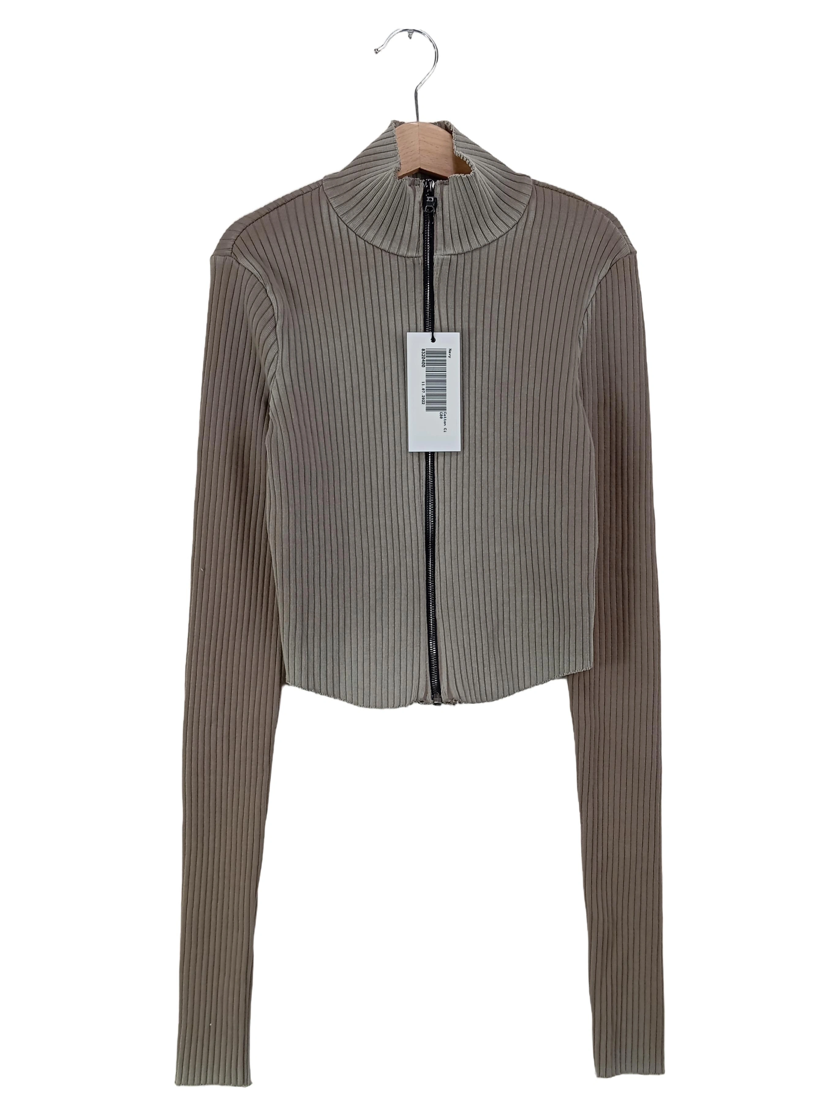 COTTON CITIZEN Damen Strickjacke Grau Rippstrick Cropped Gr. 34/XS Elegant 1