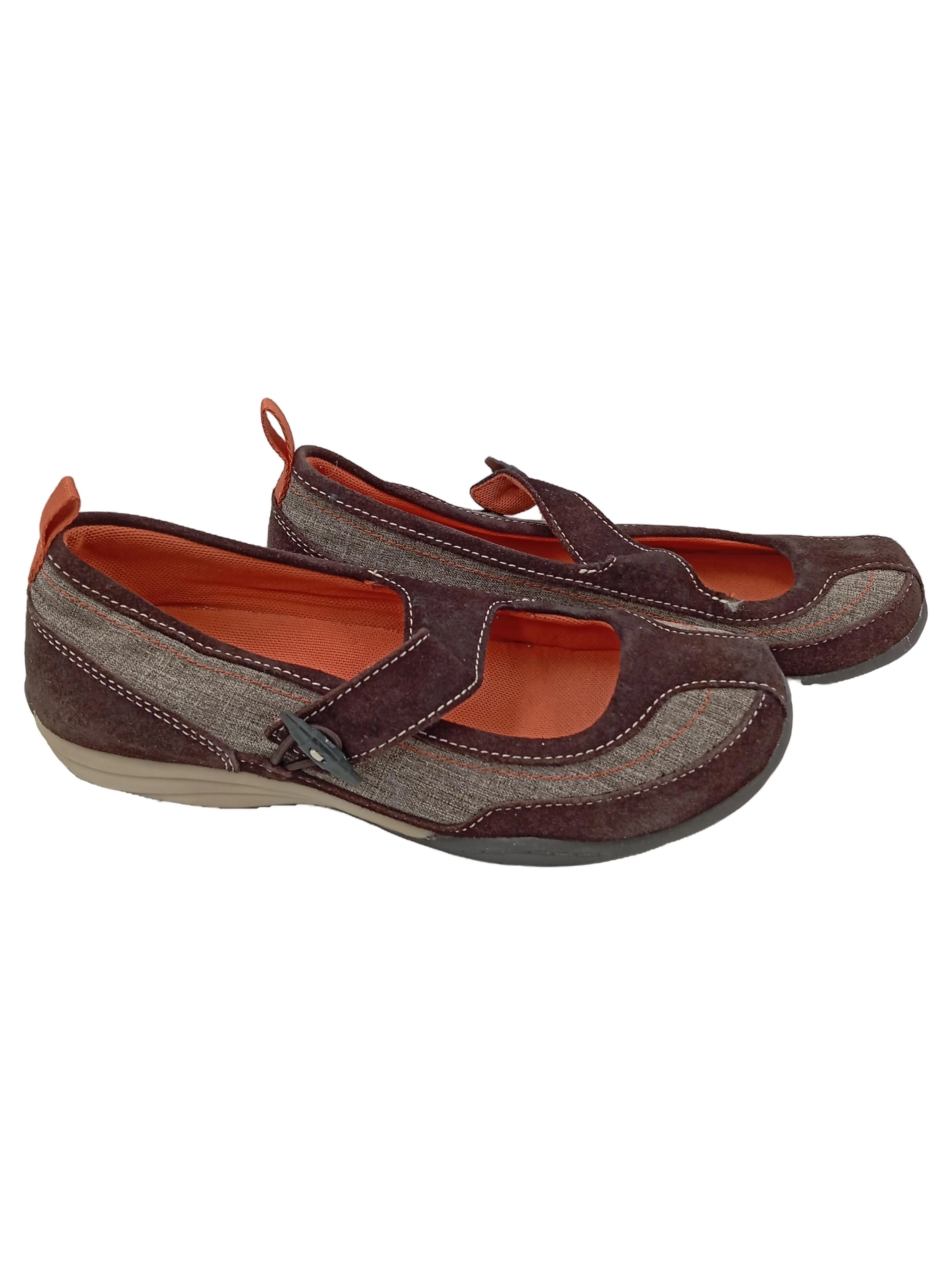 LANDS END Damen Ballerinas Gr. 37.5 Braun Casual Komfortabel 1