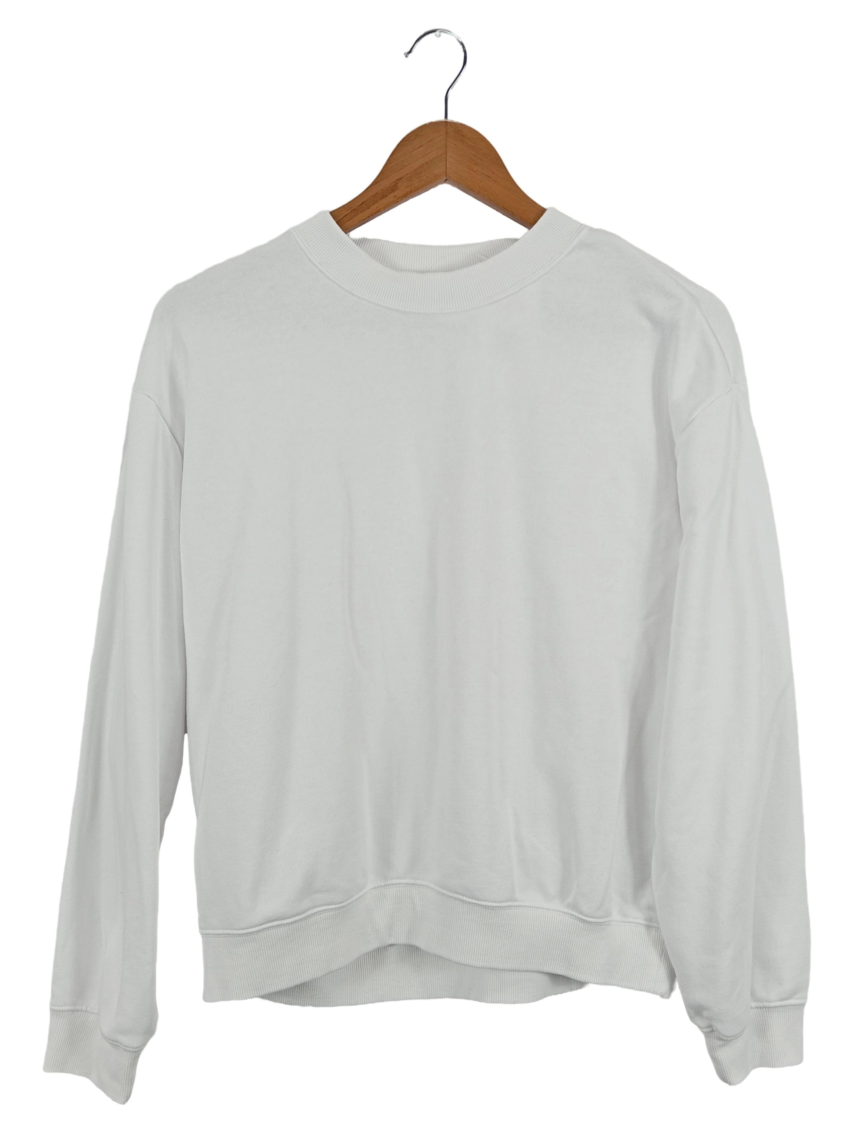 MONKI Damen Sweatshirt Gr. 36/S Weiß Basic Casual Langarm 1
