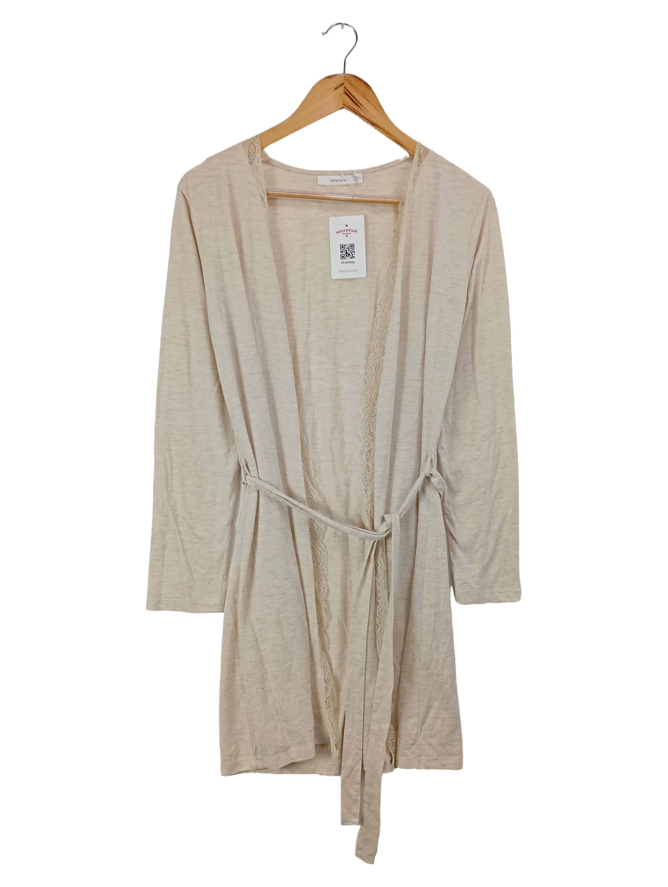 WOMENS SECRET Damen Morgenmantel Beige Gr. 38/M Elegant Viskose 1