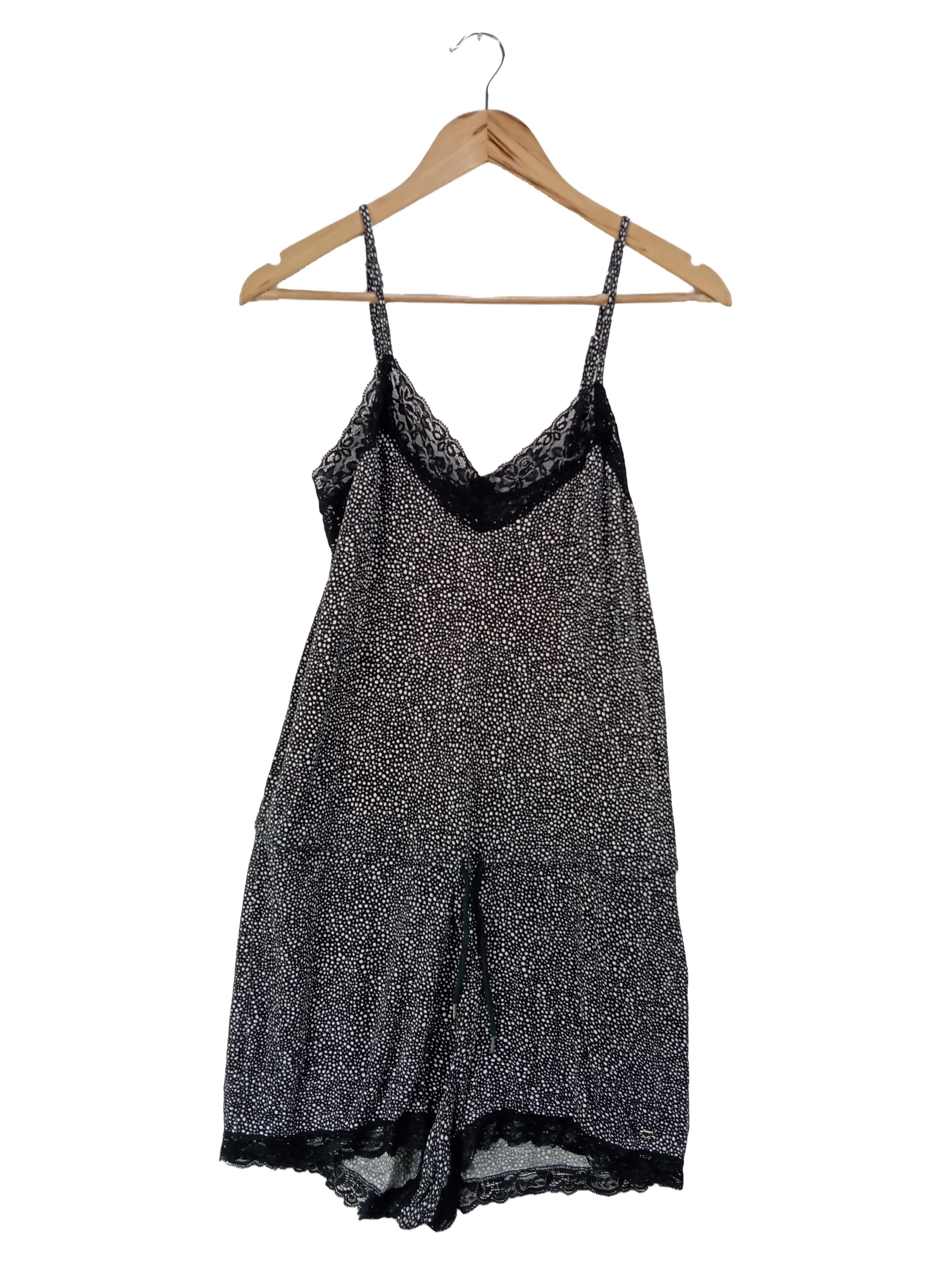 JETTE Jumpsuit Damen Gr. 40/L Schwarz Punkte Spitze Casual Modern 1