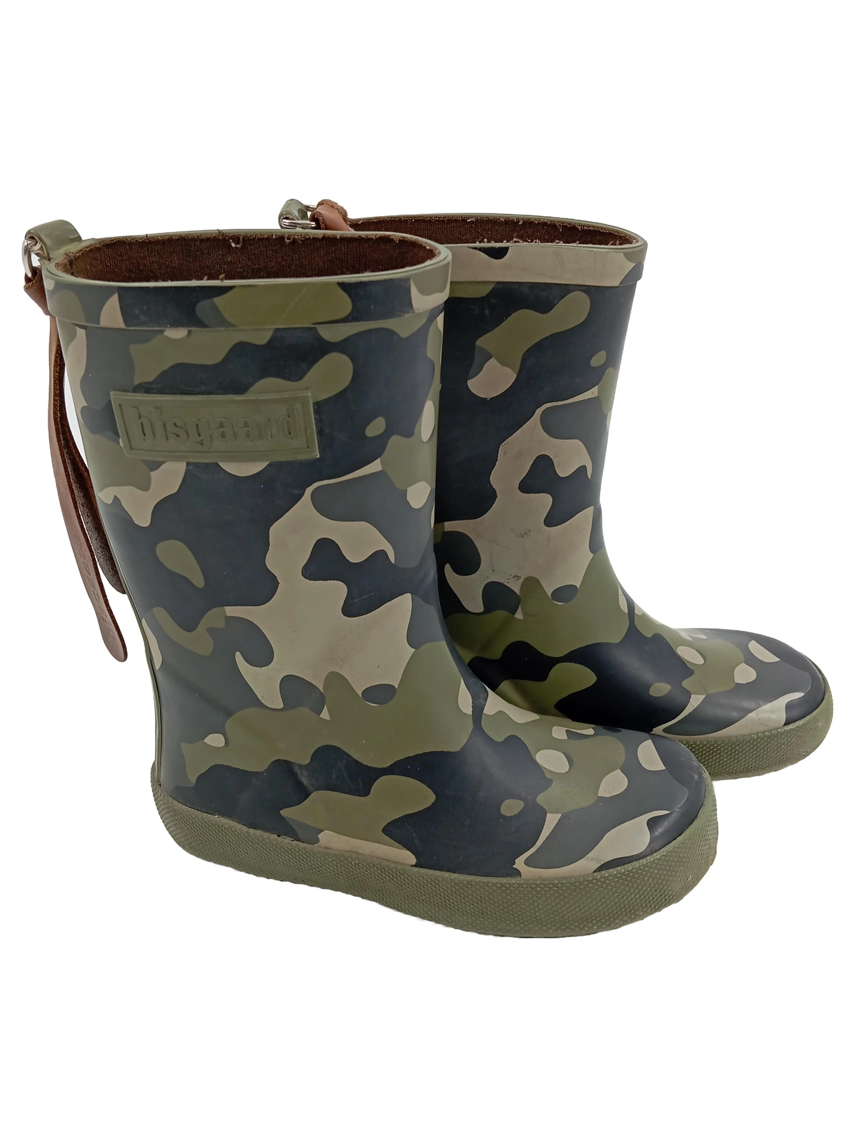 BISGAARD Kinder Gummistiefel Gr. 26 Grün Camouflage Outdoor Regenstiefel 1