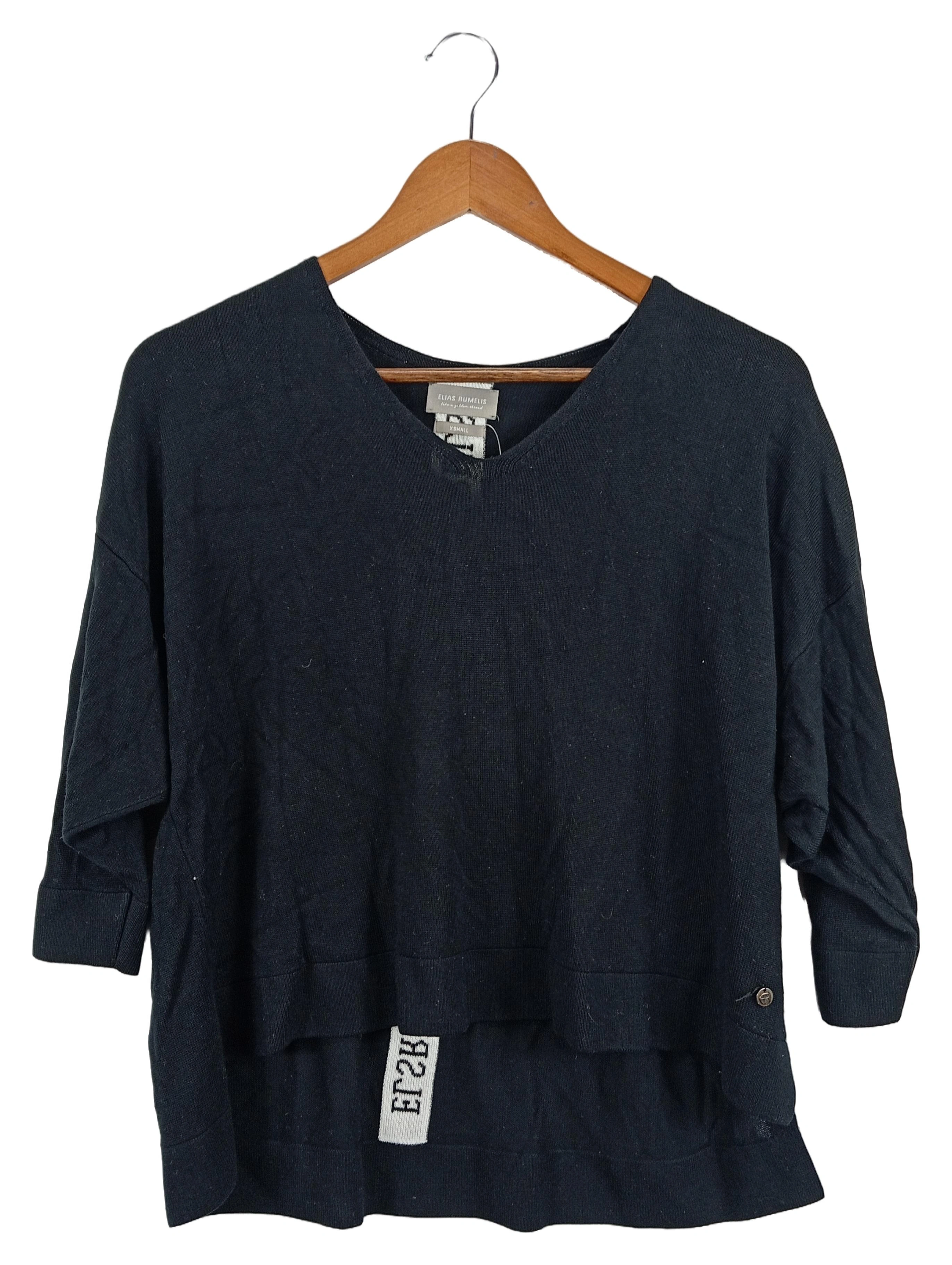 ELIAS RUMELIS Damen Pullover 34/XS Schwarz Casual 3/4-Arm 1