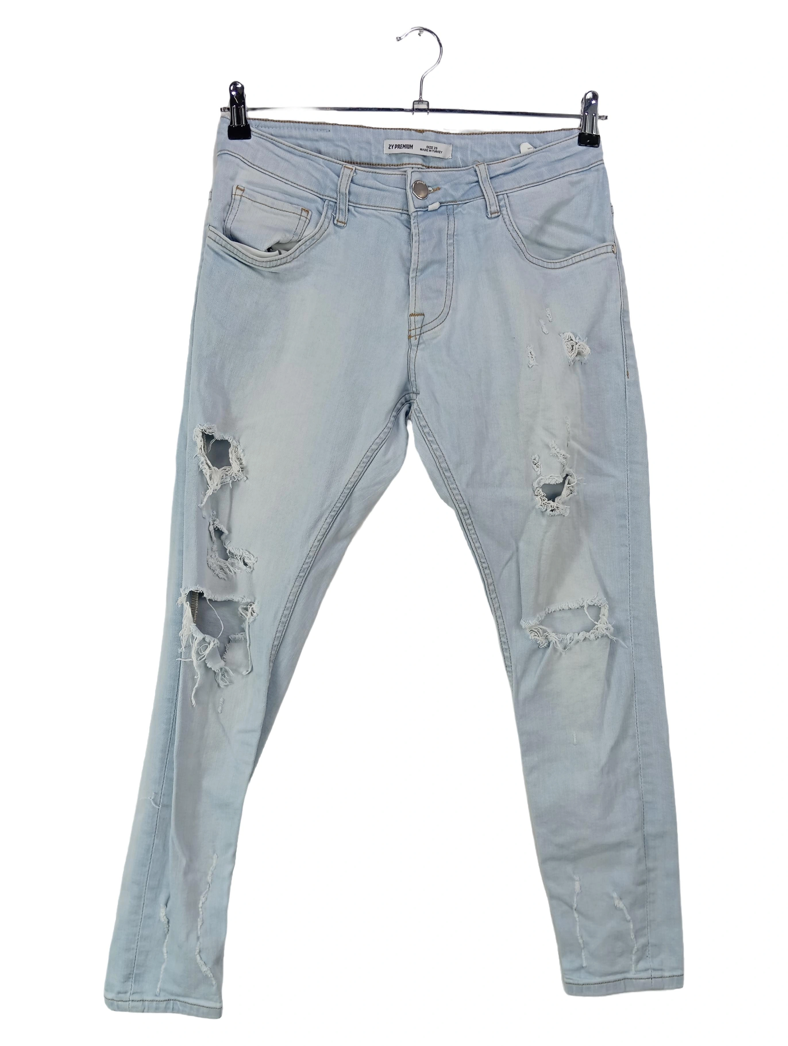 2Y DNM Damen Destroyed Jeans W29/38/M Blau Casual Ripped Denim Hose 1