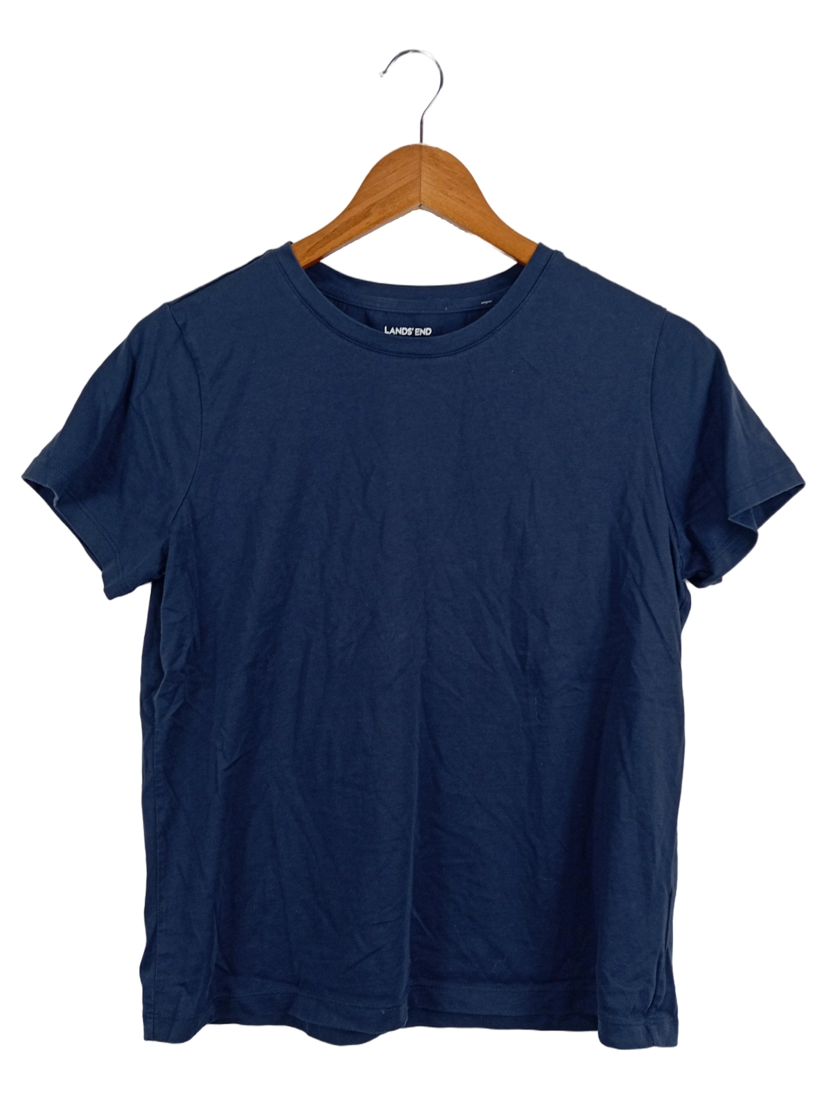 LANDS' END Damen T-Shirt Basic Casual Blau Gr. 36/S Baumwolle Kurzarm 1