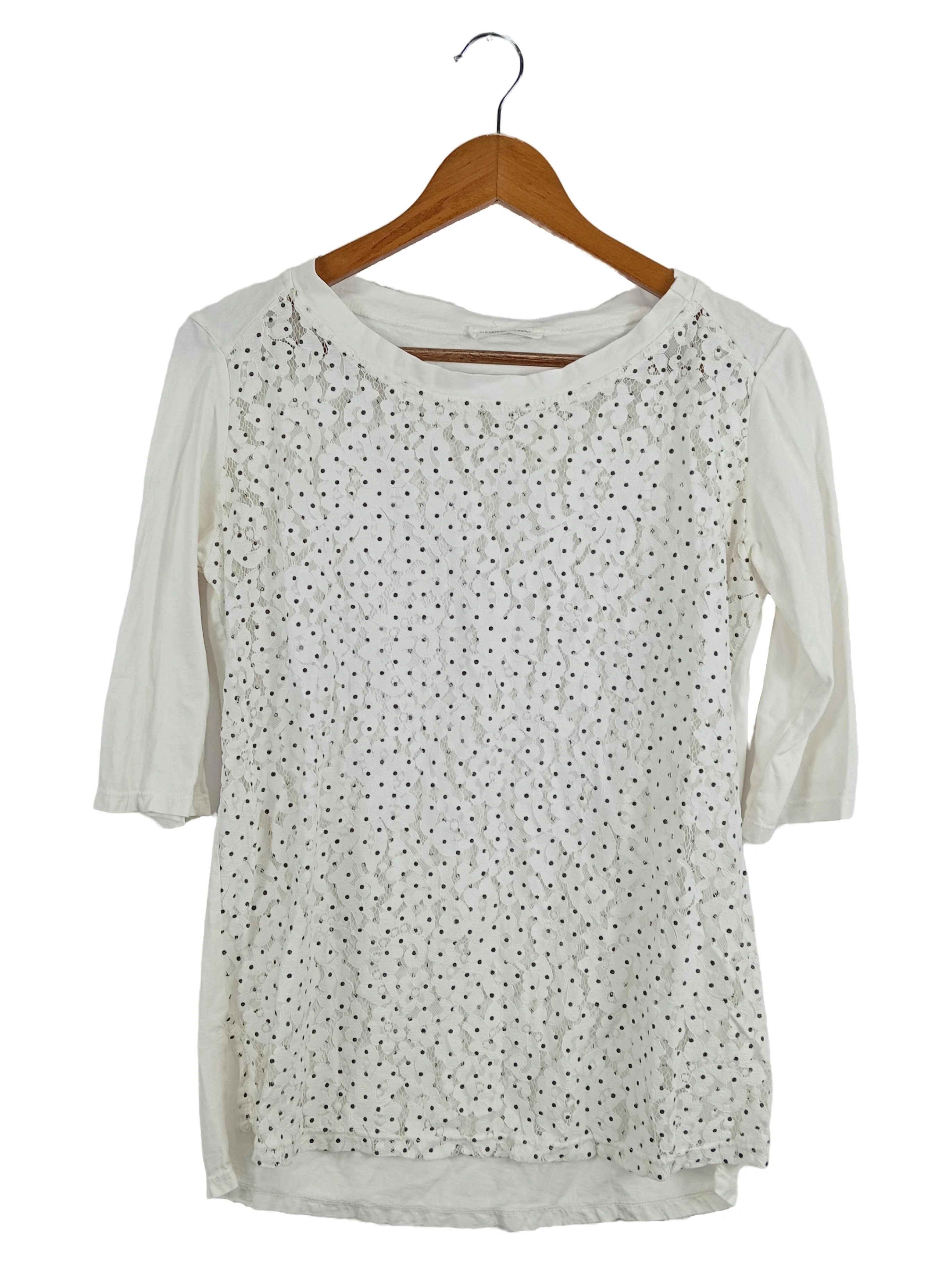 ALEXANDRE LAURENT T-Shirt Damen 36/S Weiß Pailletten Stickerei 3/4-Arm Casual 1