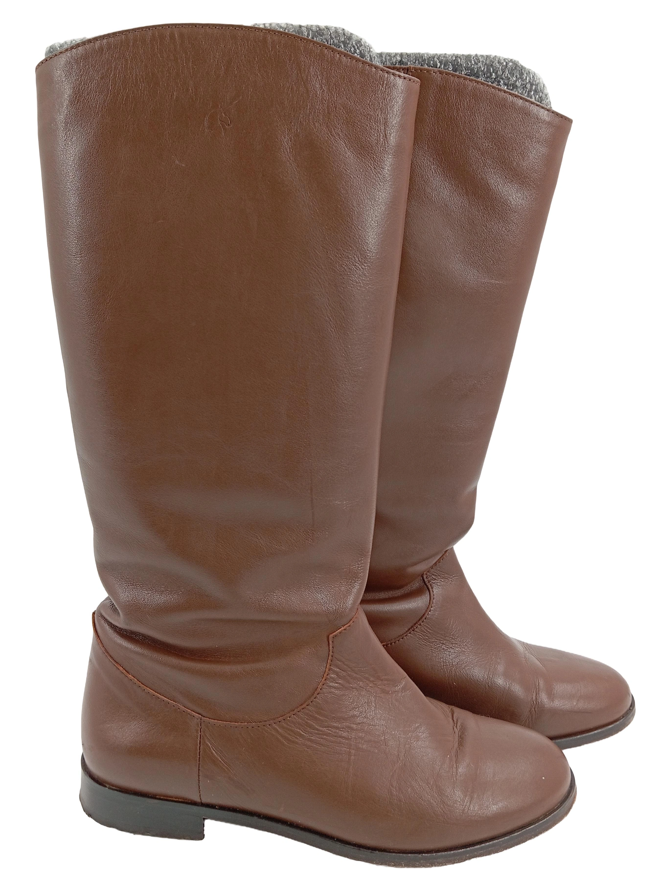 LAMARTHE Damen Stiefel Gr. 38 Braun Klassisch Elegant Leder Herbst Winter 1