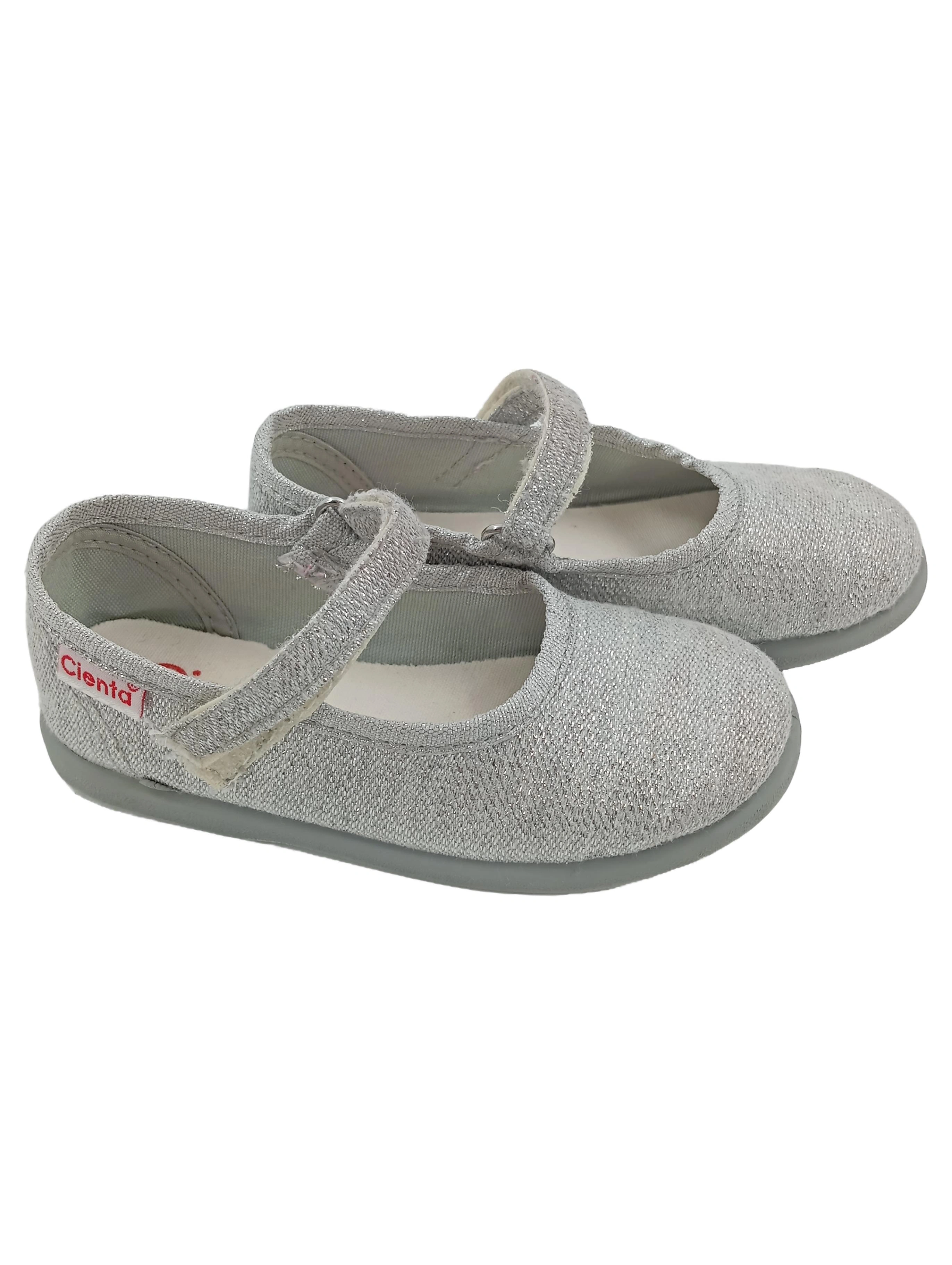 CIENTA Kinder Ballerinas Gr. 25 Silber Glitzer Mädchen Schuhe Casual 1