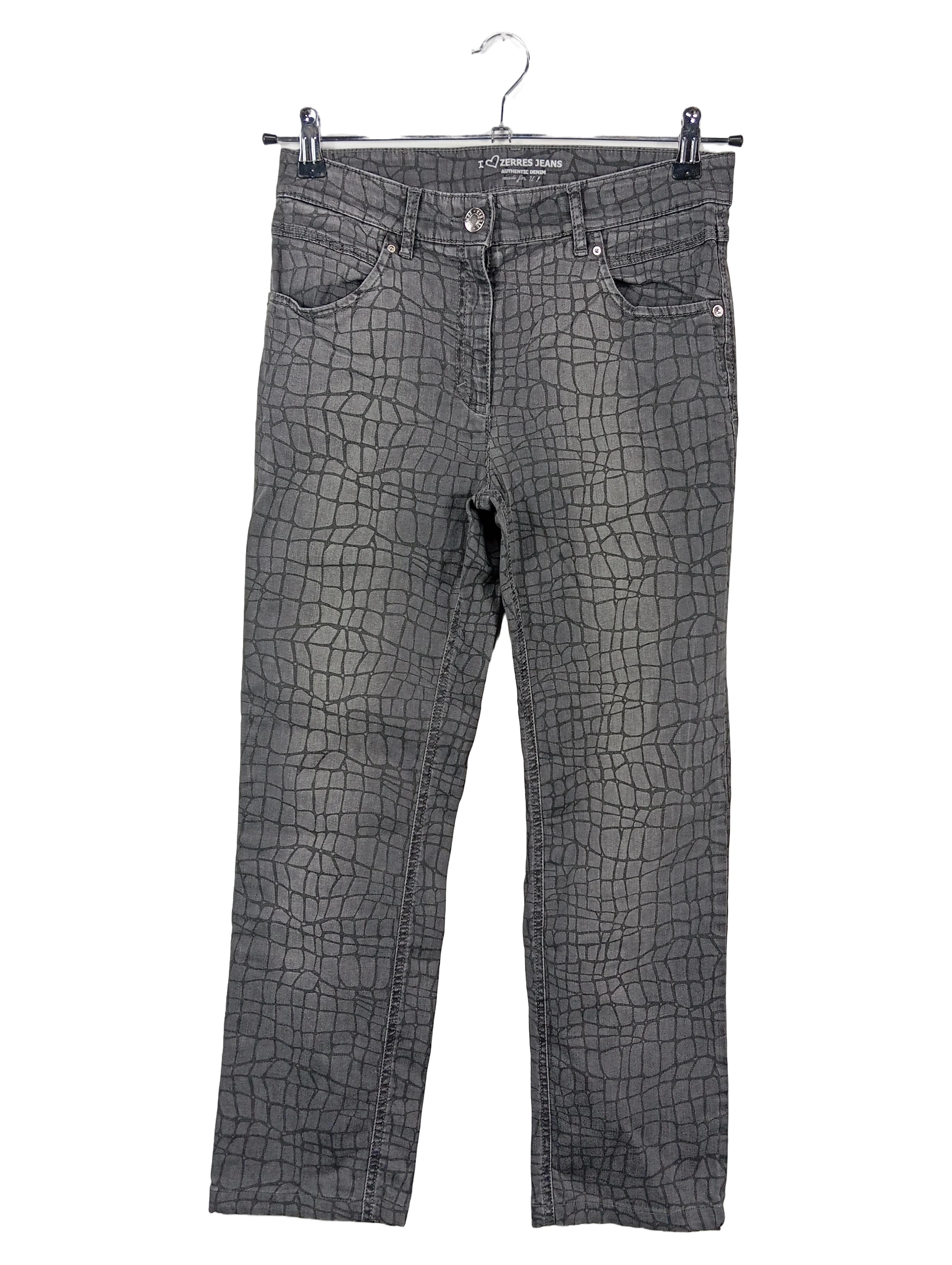 ZERRES Damen Jeans Regular Fit Grau Gr. 36 Strukturmuster 1