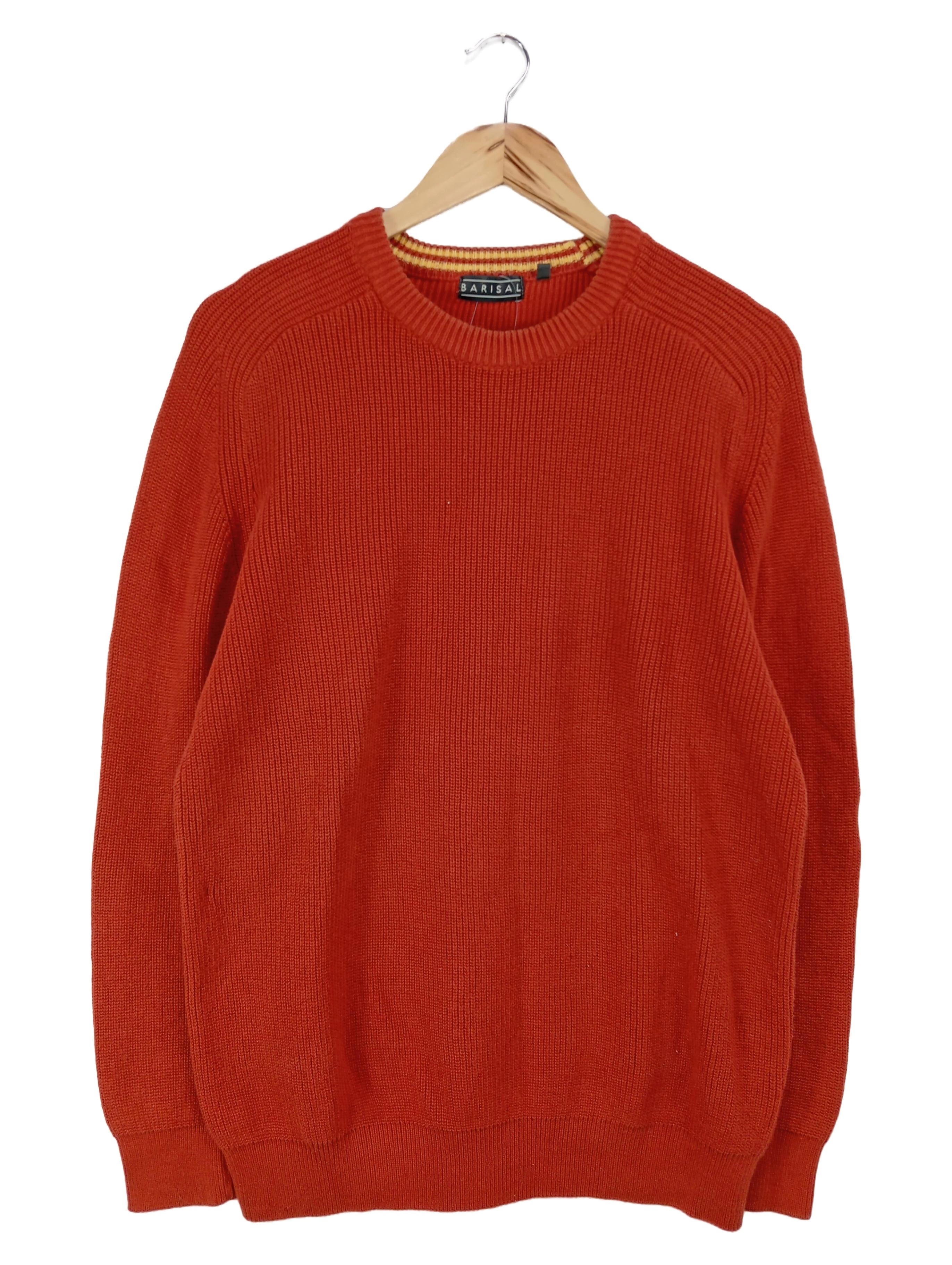BARISAL Damen Pullover Gr. 50/5XL Rot Baumwolle Casual Rippstrick 1