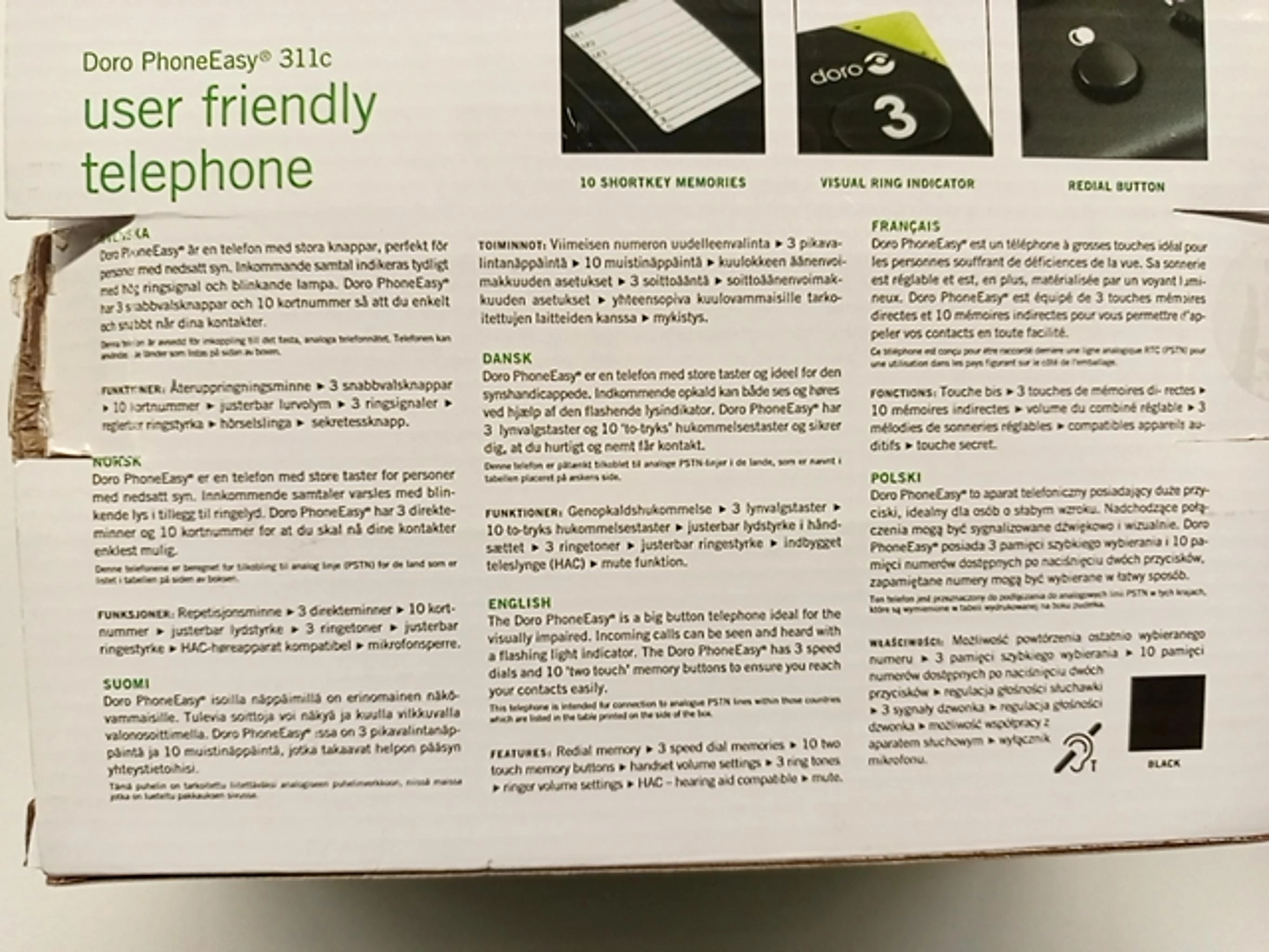 Doro PhoneEasy 311c Schnurgebundenes Telefon Schwarz Große Tasten Senioren 3
