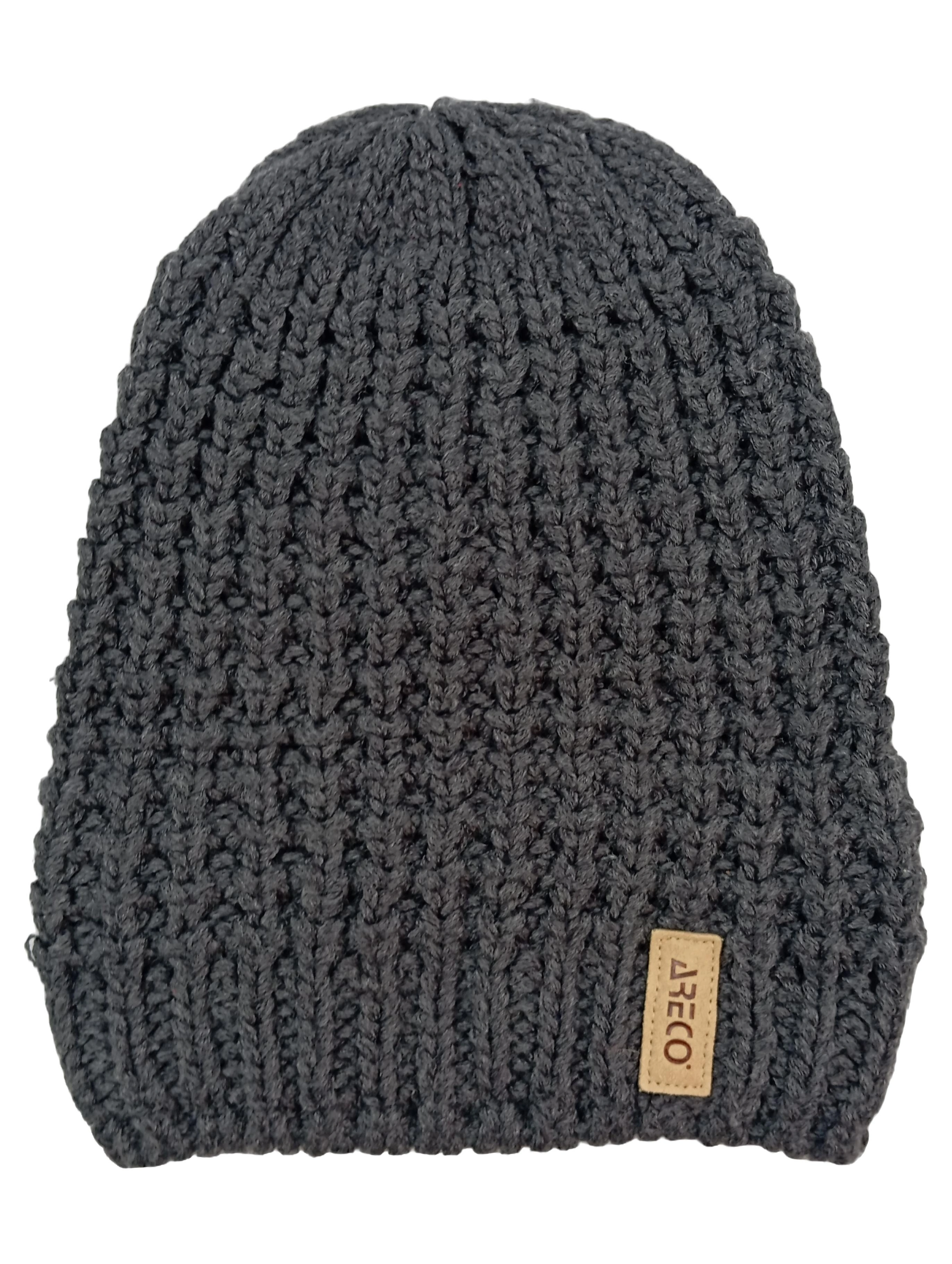ARECO Damen Mütze One Size Grau Casual Strickmütze Beanie Acryl-Mix 1