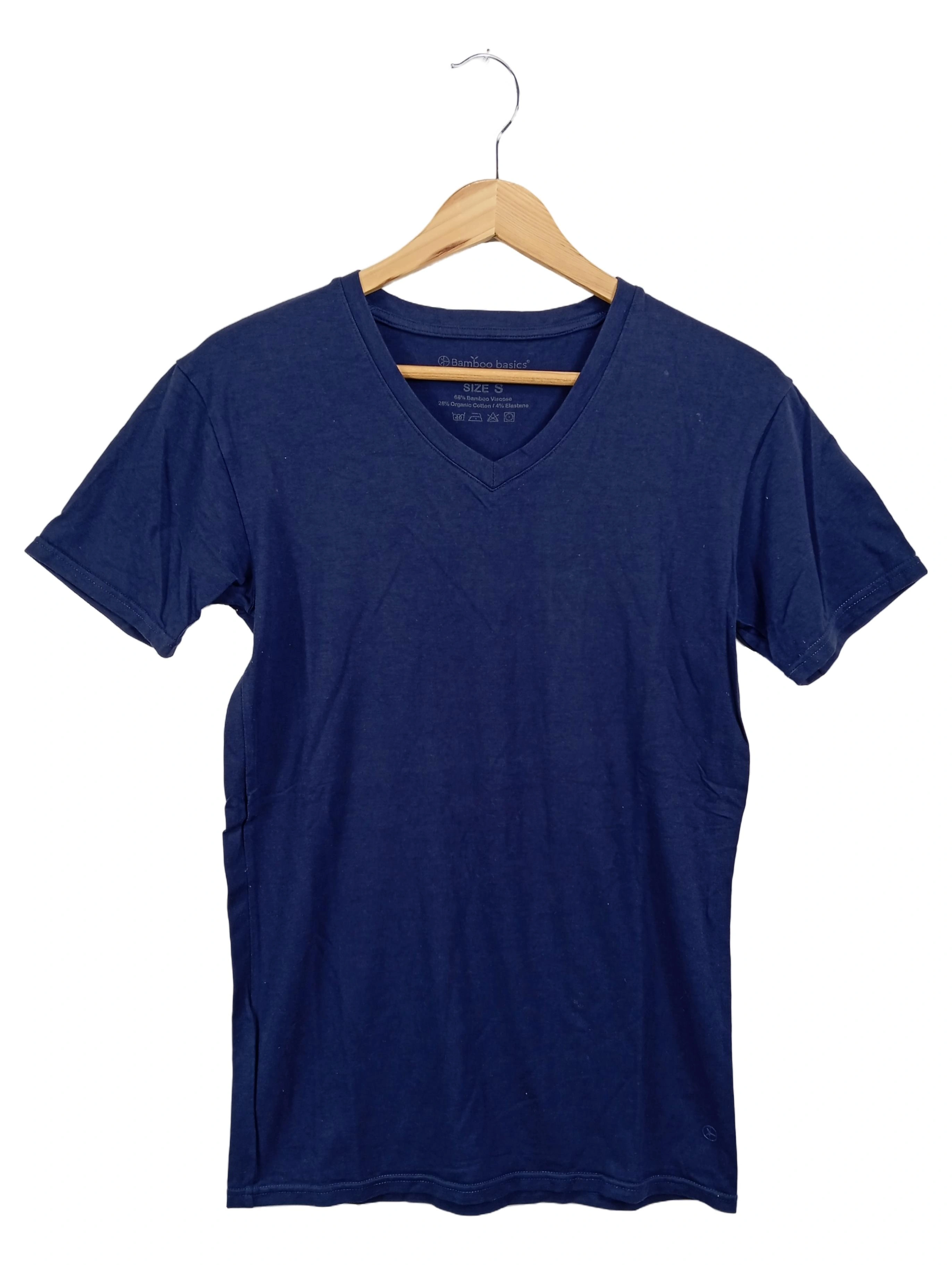 BAMBOO Damen T-Shirt Gr. 36/S Blau Casual V-Ausschnitt Kurzarm 1