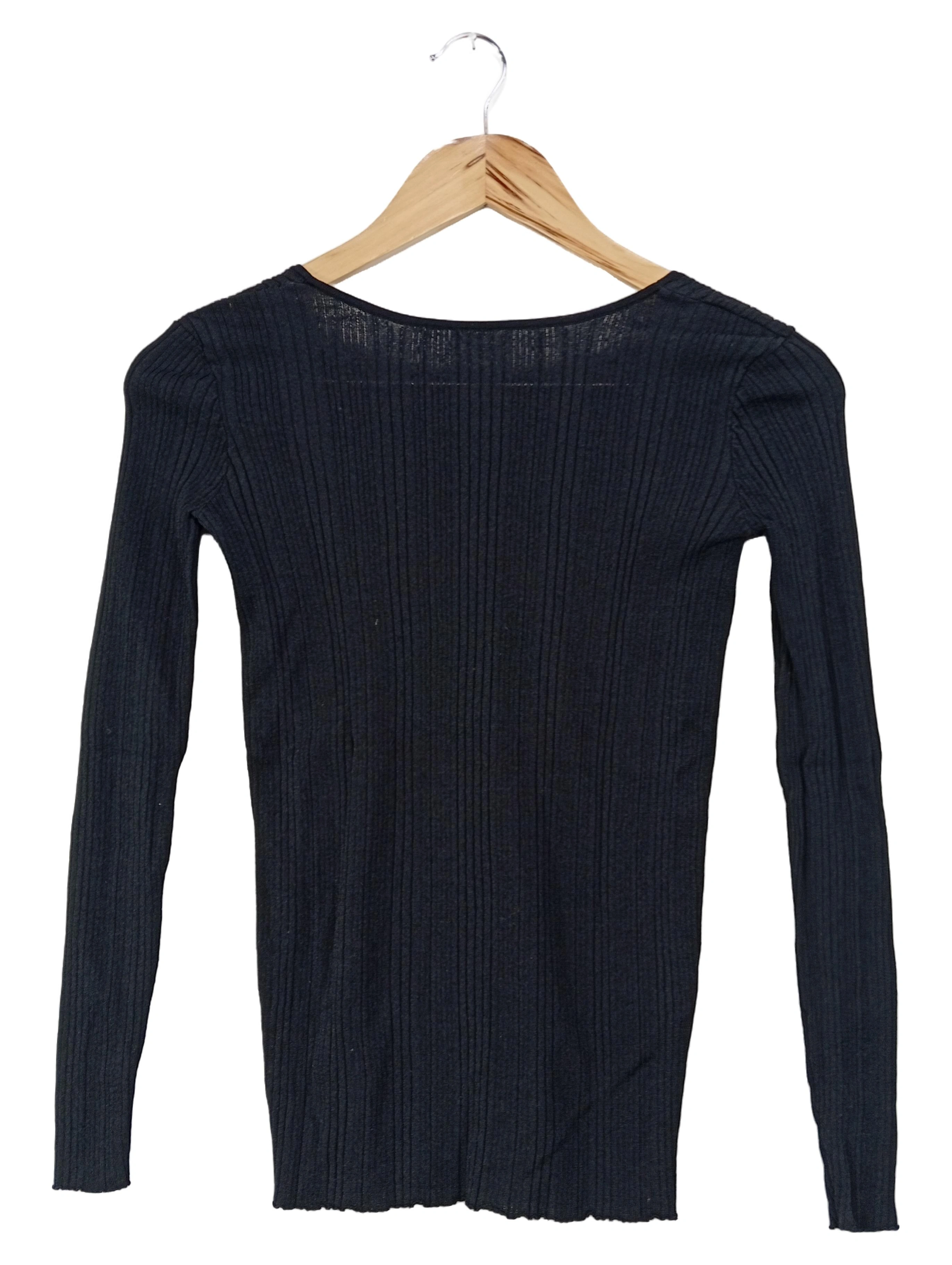 ALPHA STUDIO Pullover Damen Gr. 40/M Schwarz Rippstrick Basic Langarm 1