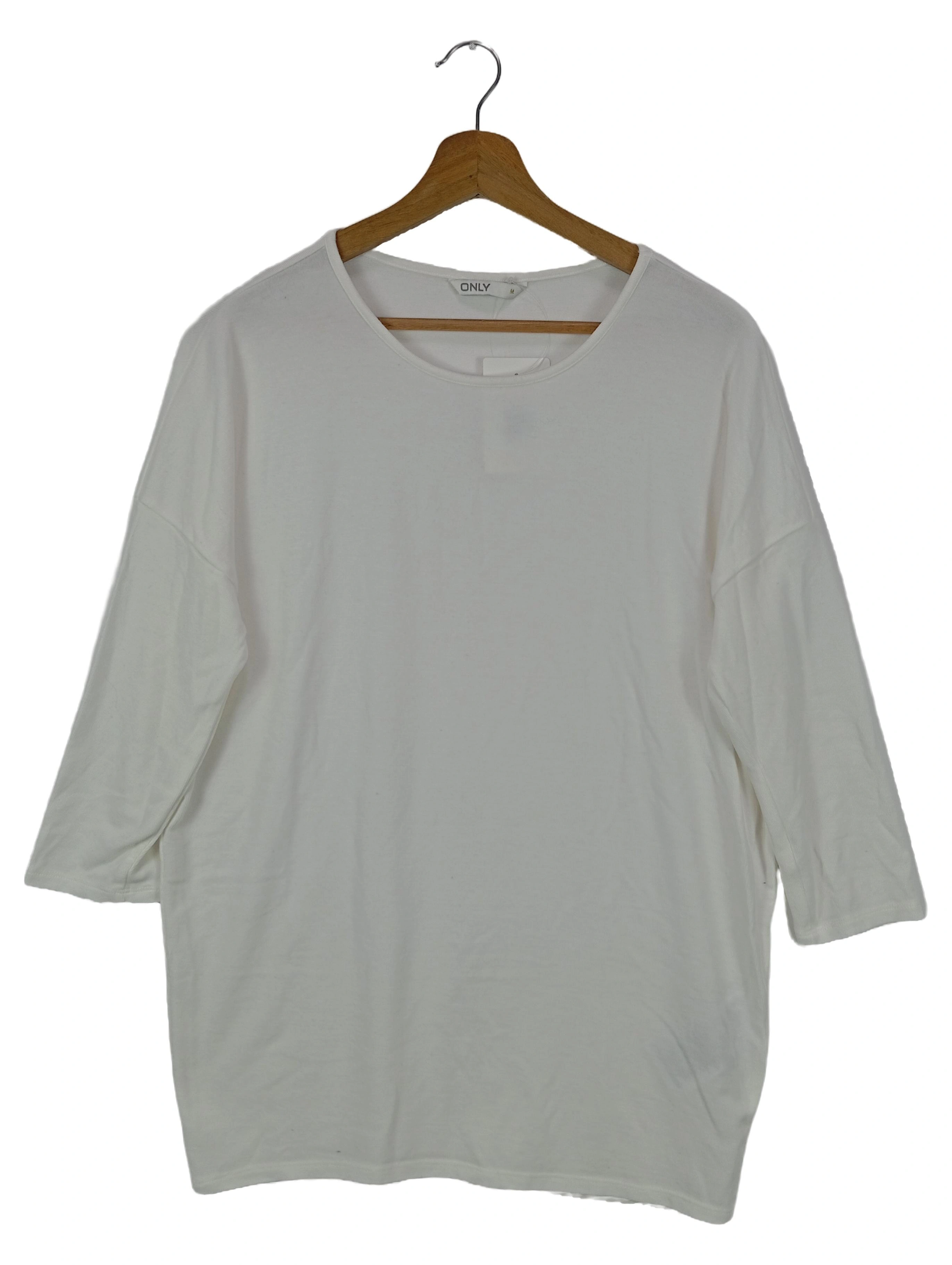 ONLY Damen Pullover Gr. 38/M Weiß Basic 3/4-Arm Casual 1