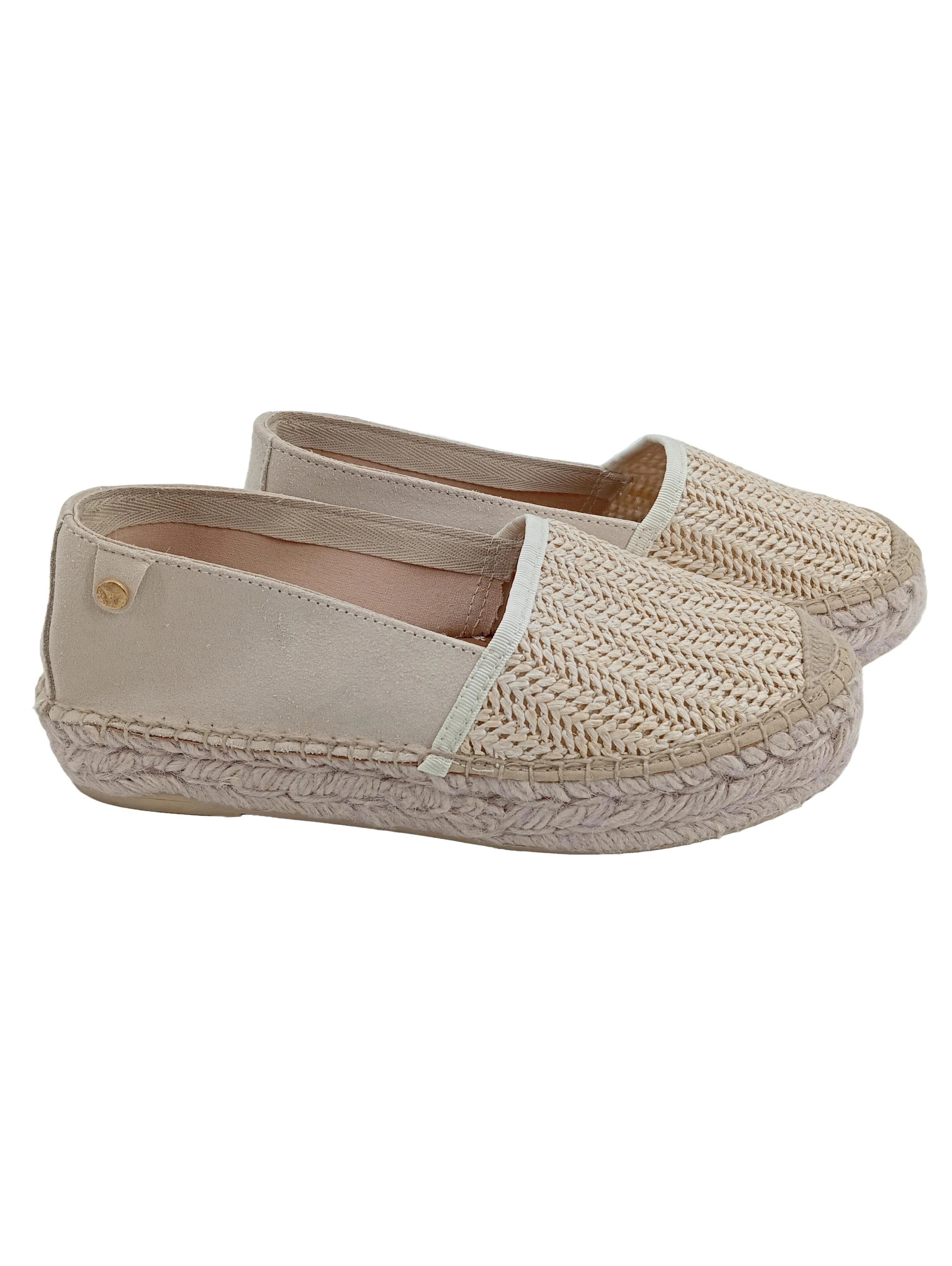 HEY MARLY Damen Ballerinas Gr. 37 Beige Espadrille Casual Slipper Schuhe 1