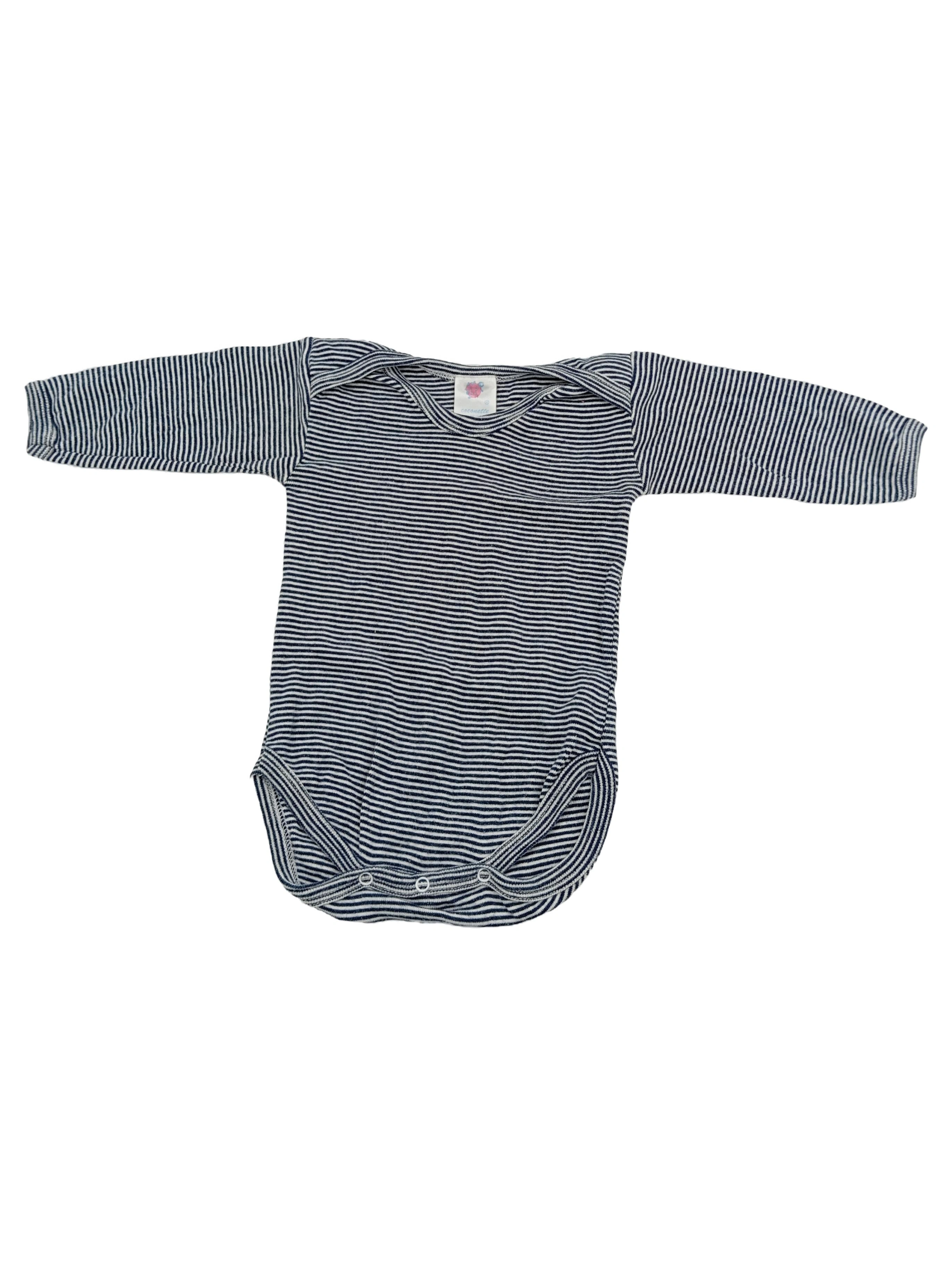 COCONETTE Baby Body Gr. 50/56 Blau Gestreift Langarm Baumwolle Kinder 1