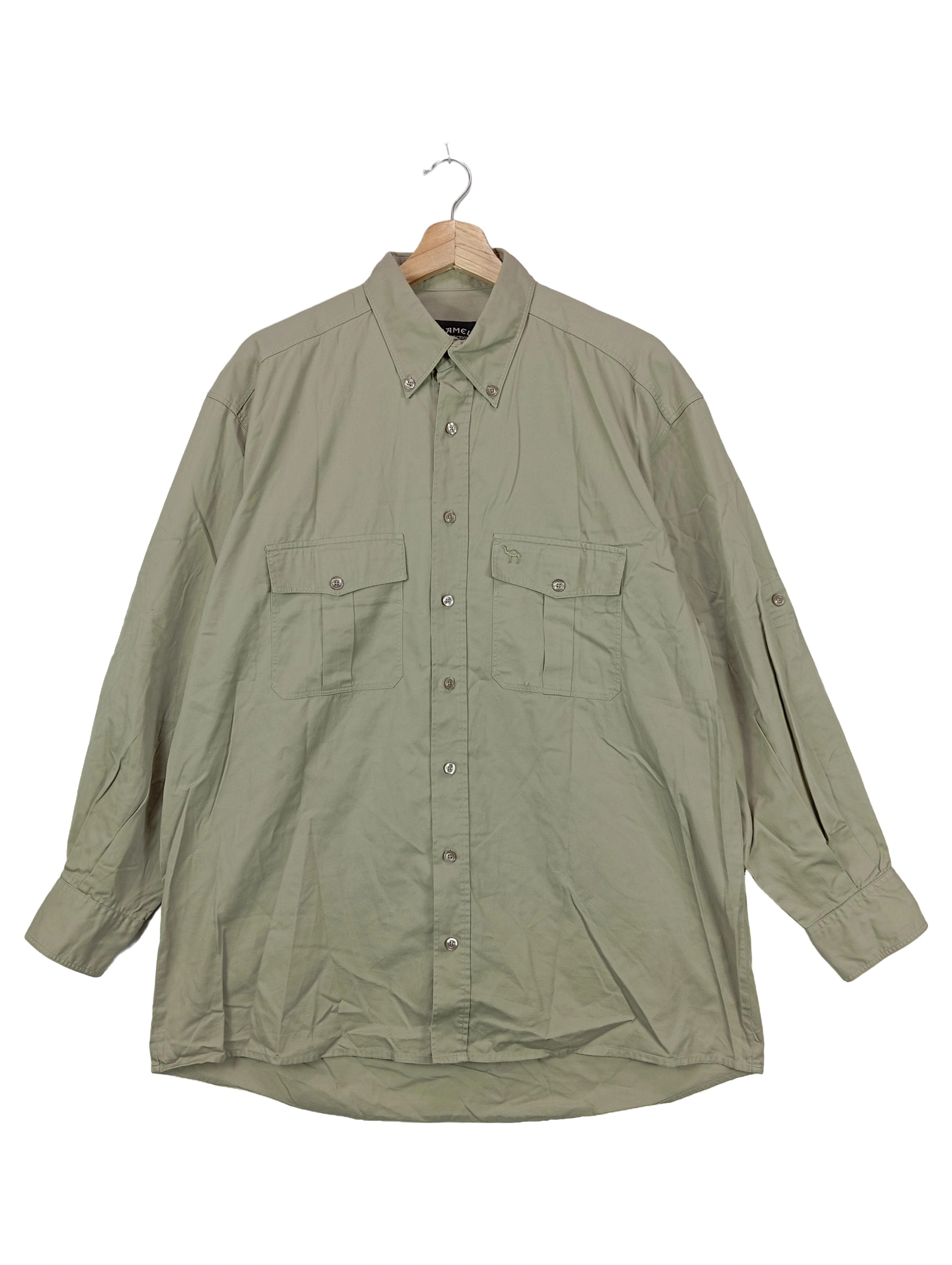CAMEL Herren Freizeithemd Outdoor Grün Gr. 48/M Langarm Baumwolle 1