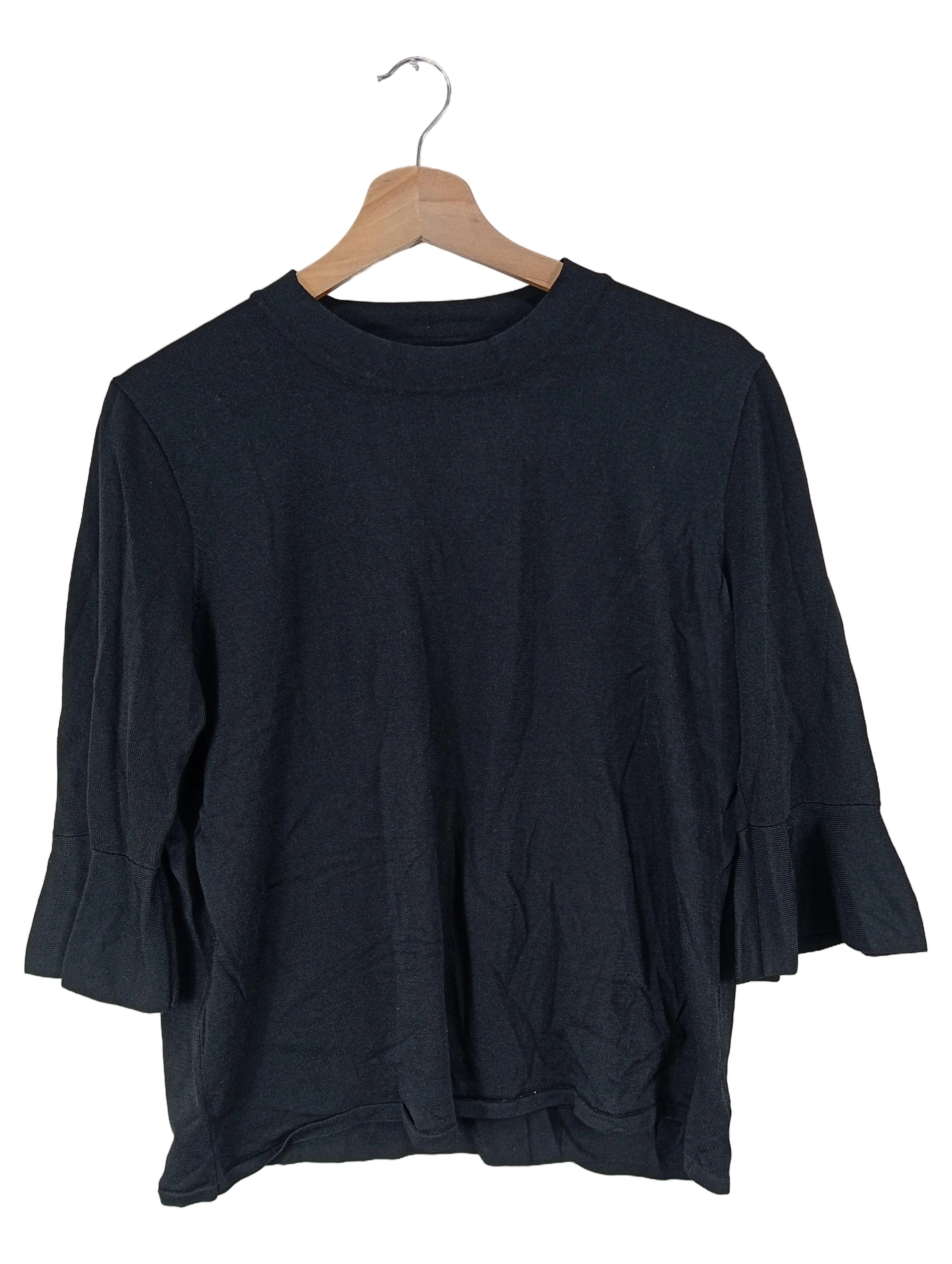 SOMEDAY Damen Pullover Gr. 36/S Schwarz Casual Basic Rüschenärmel 1