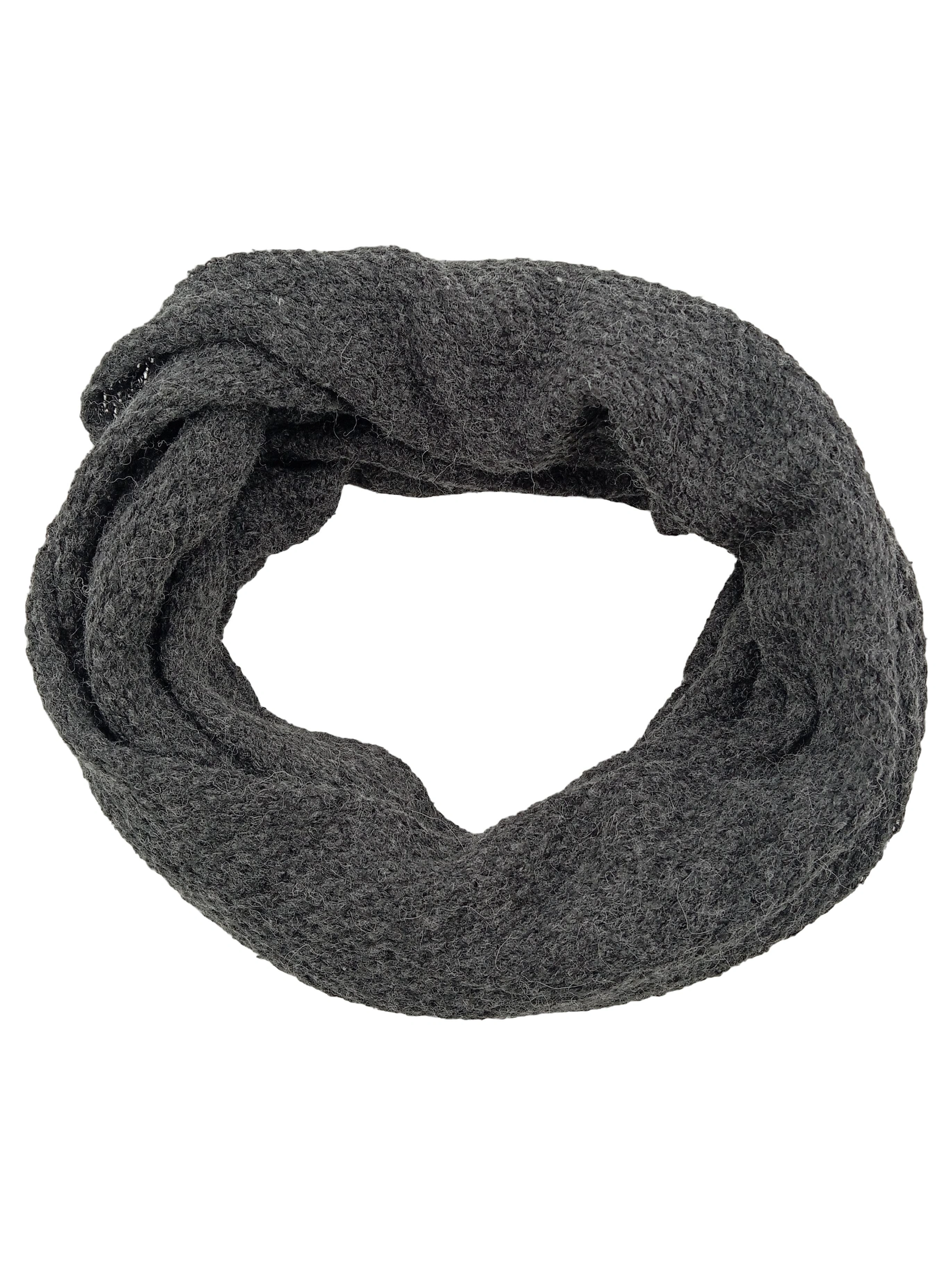 NILE Damen Schal Wolle Grau Klassisch Strickmuster 76x48cm 1