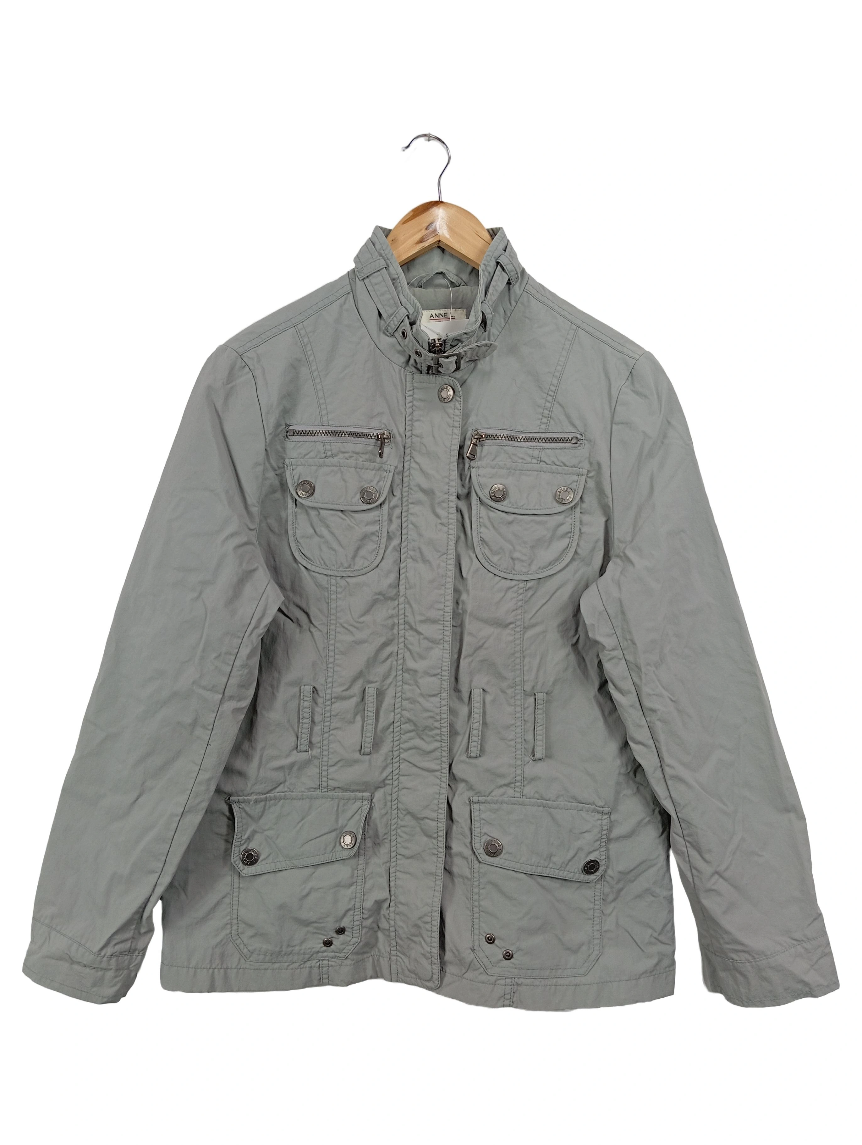 ANNE L Damen Leichte Jacke 42/L Grau Casual Outdoor Polyester 1