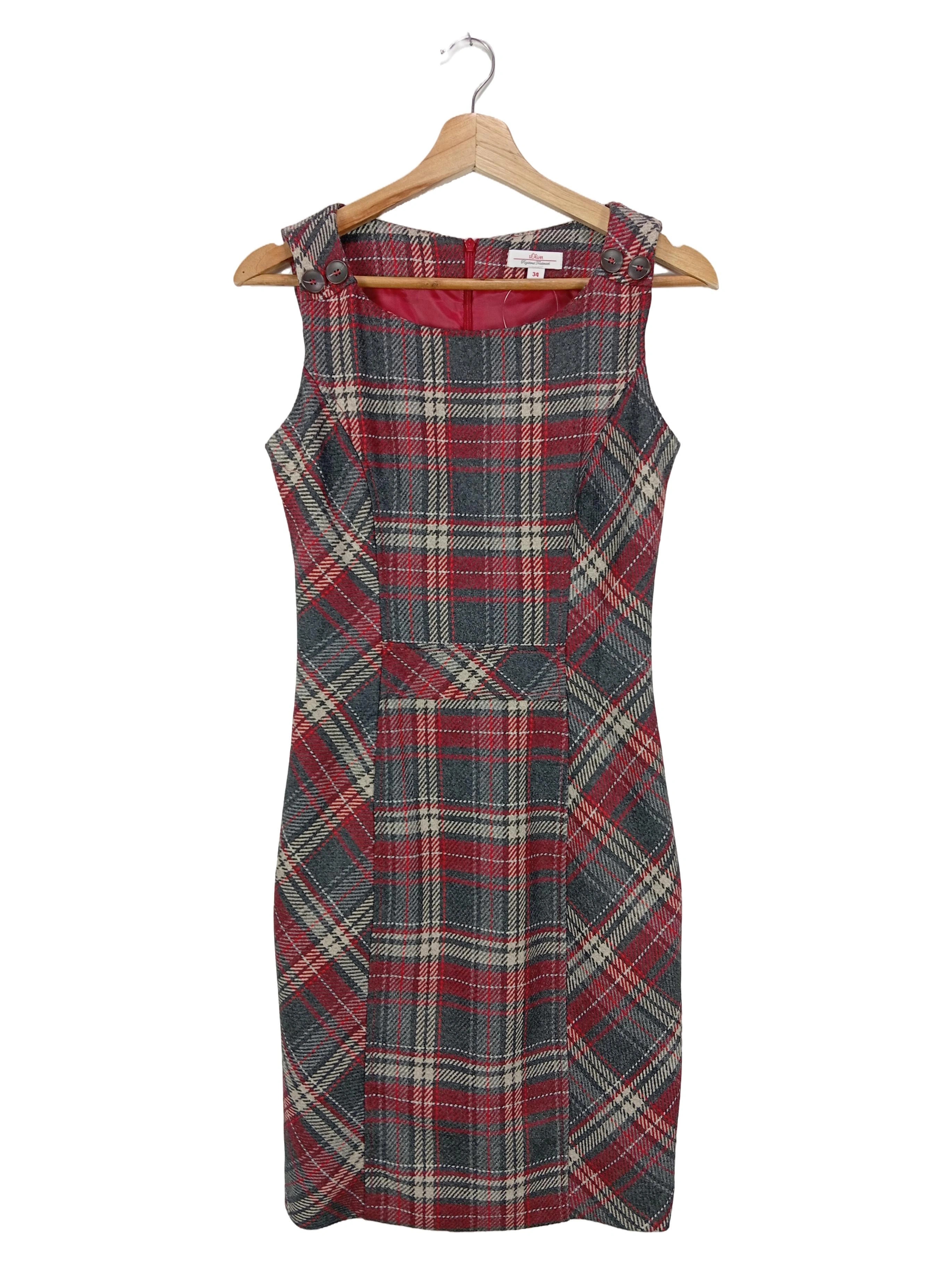 Robe Fourreau Rouge Femme Carreaux Vintage (EU 34)